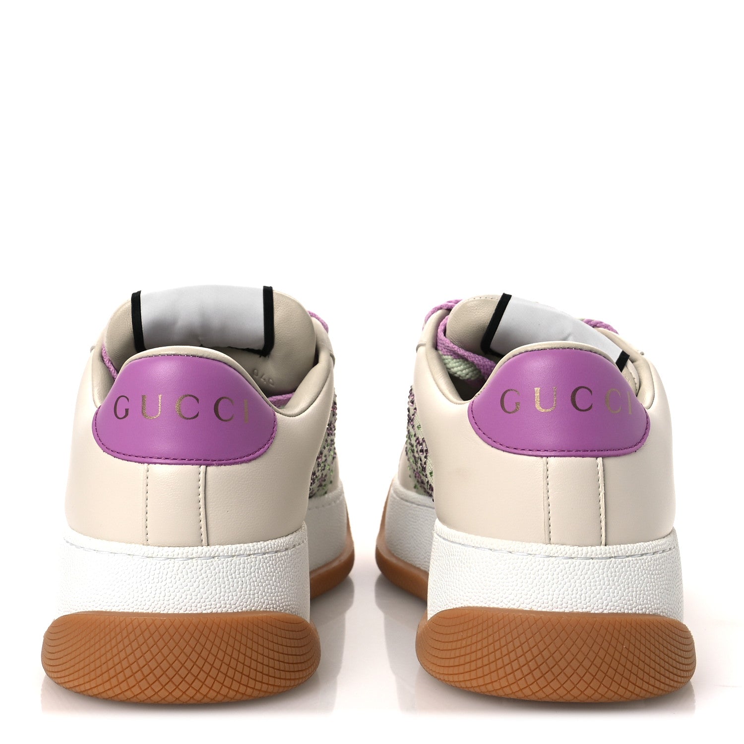 Nappa Charlotte Canvas Crystal GG Monogram Womens Screener 50mm Sneakers 37.5 Off White