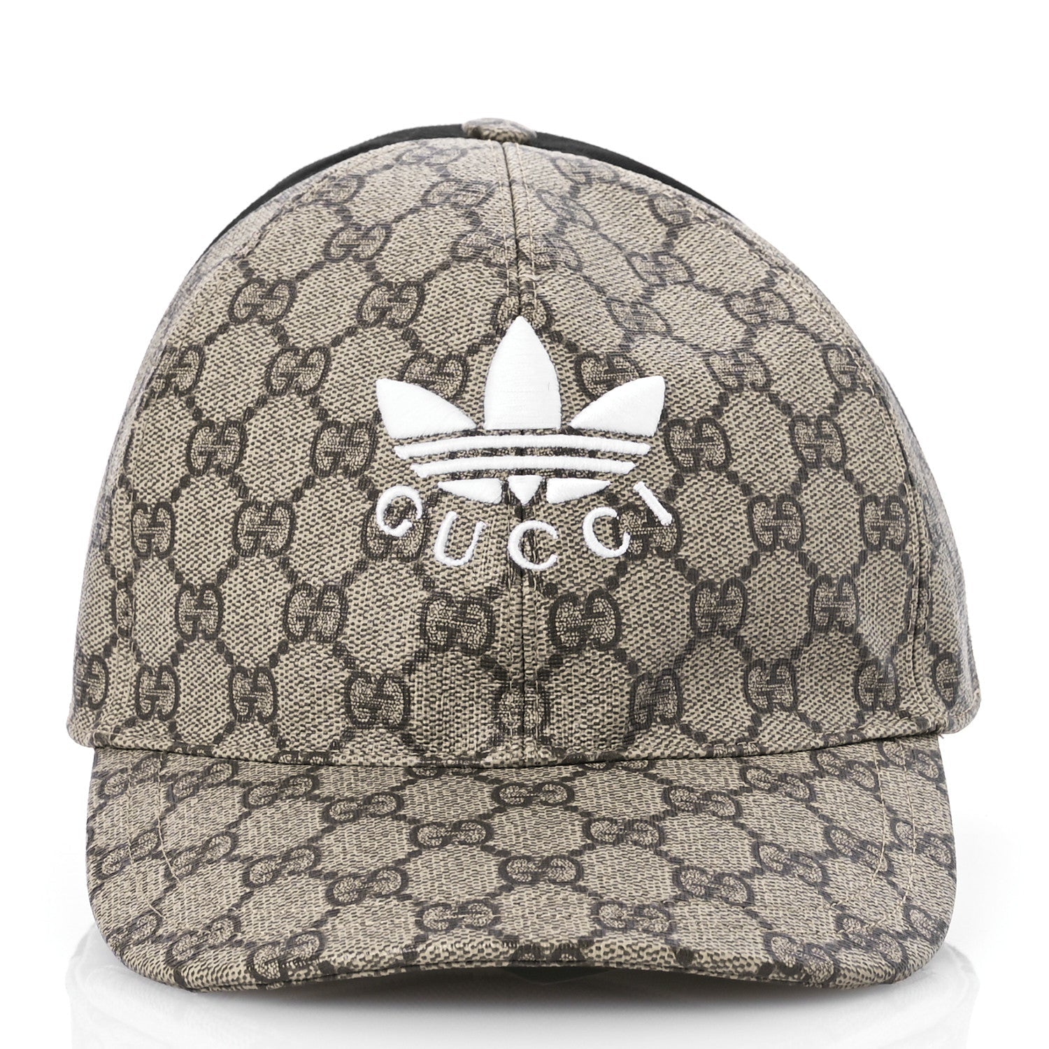 X ADIDAS GG Supreme Monogram Double Sided Baseball Hat L Beige Ebony Black