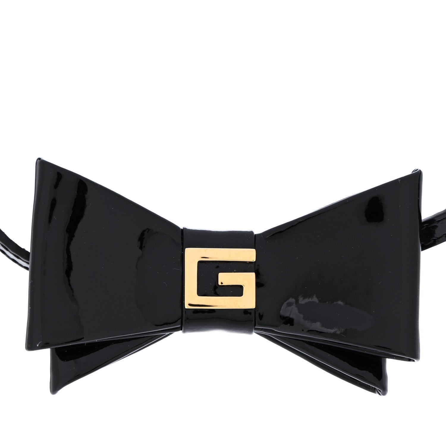Patent G Bow Choker Necklace Black Gold