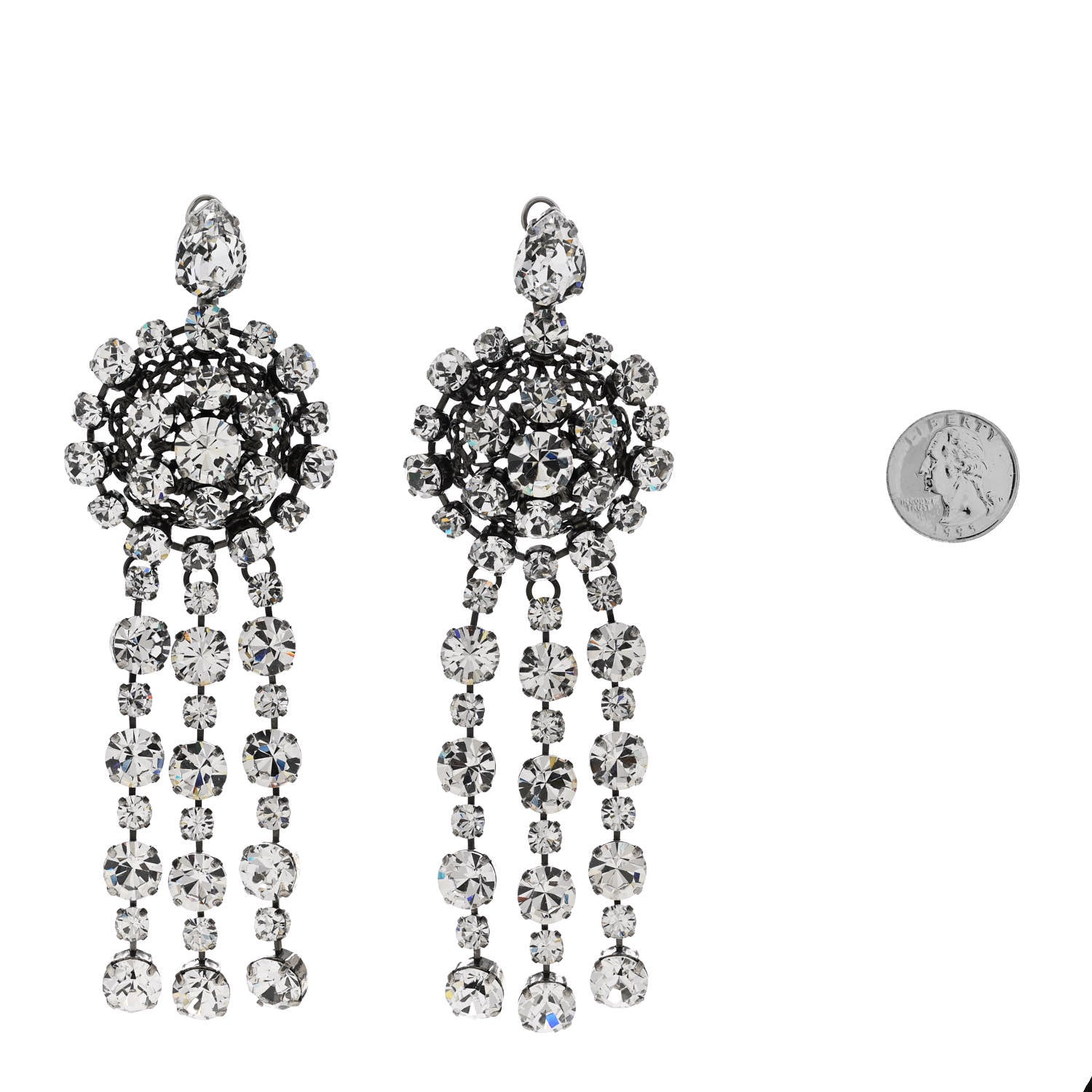 Metal Crystal Drop Earrings