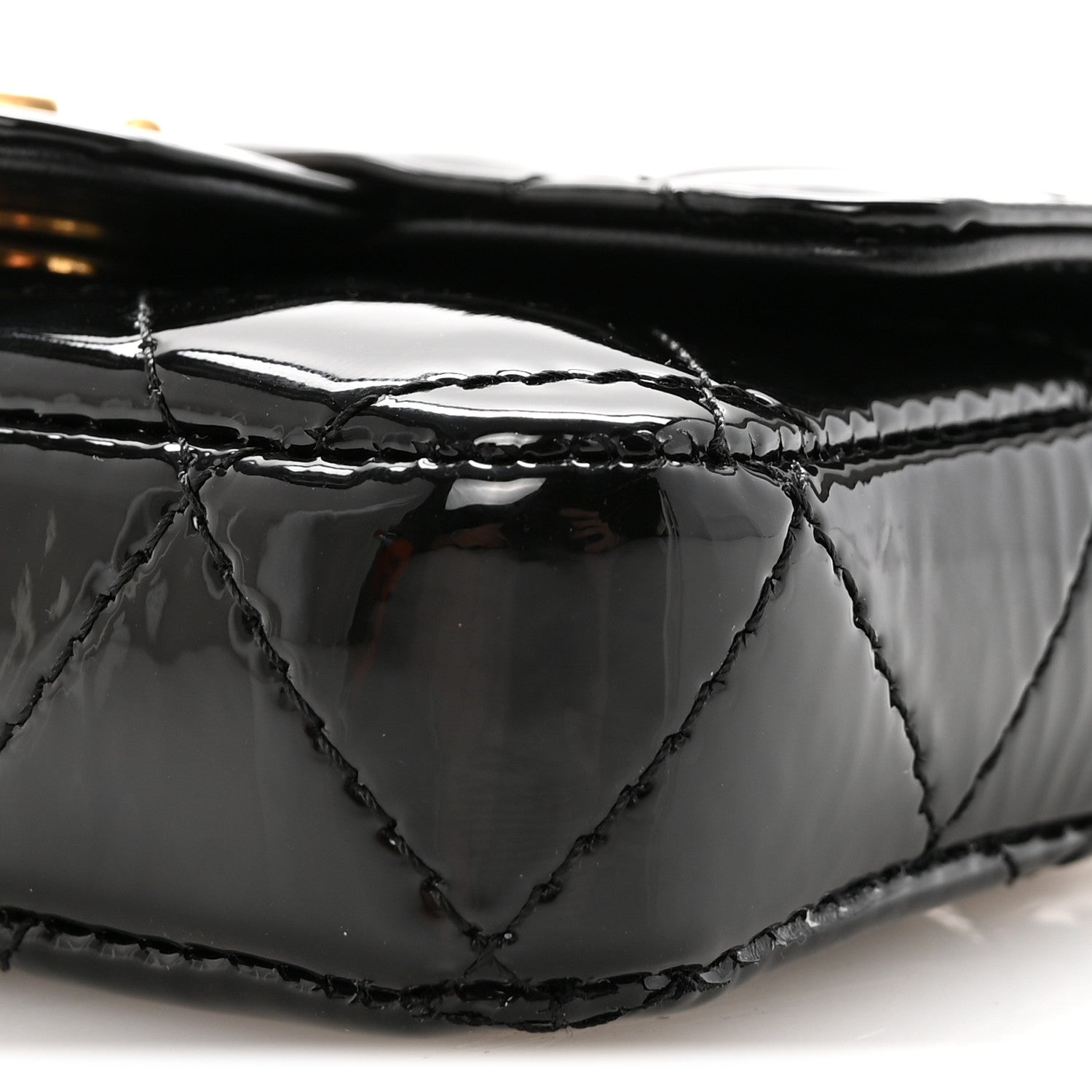 Patent Enamel Quilted Coco Hearts Clutch With Chain Black