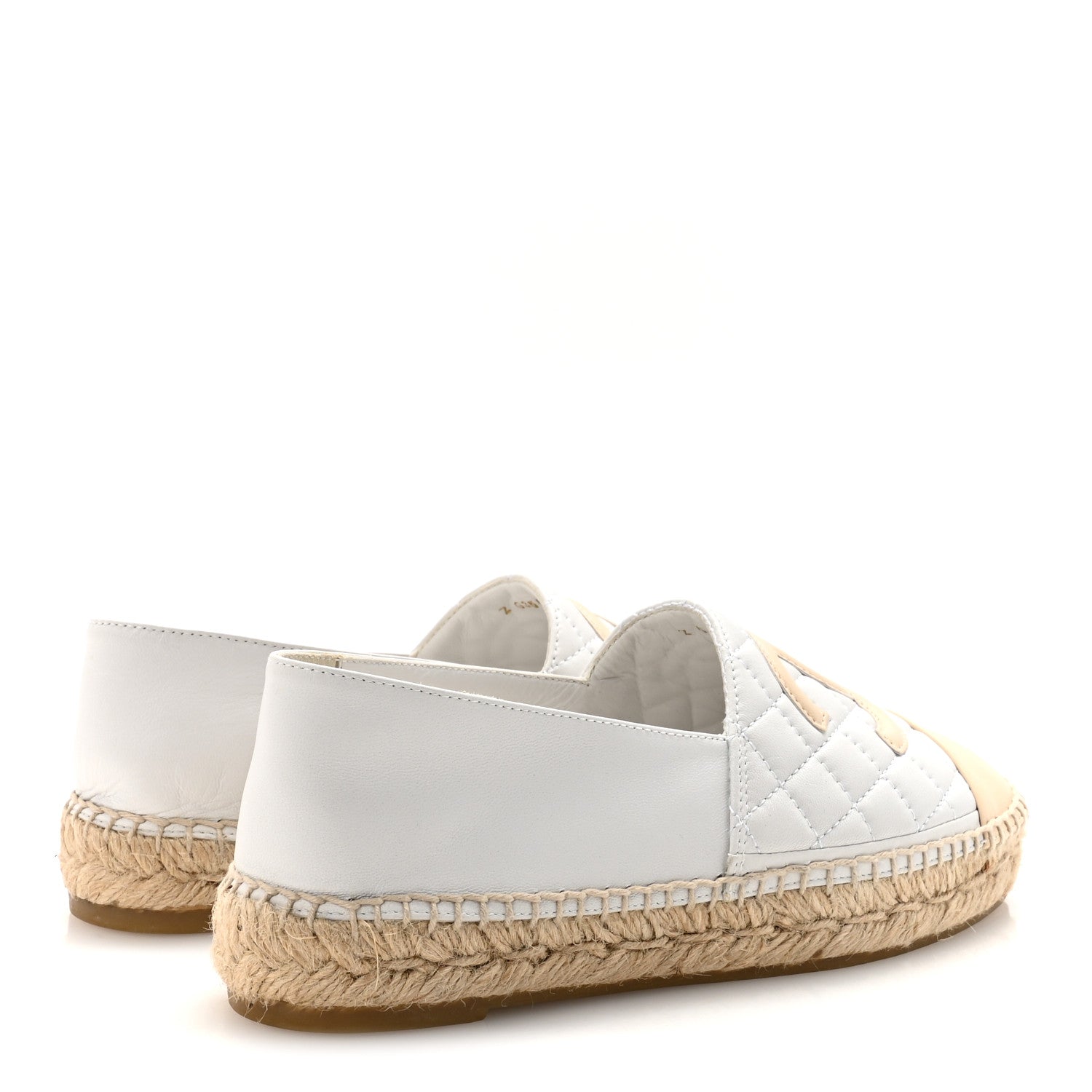 Lambskin Quilted CC Espadrilles 37 White Beige