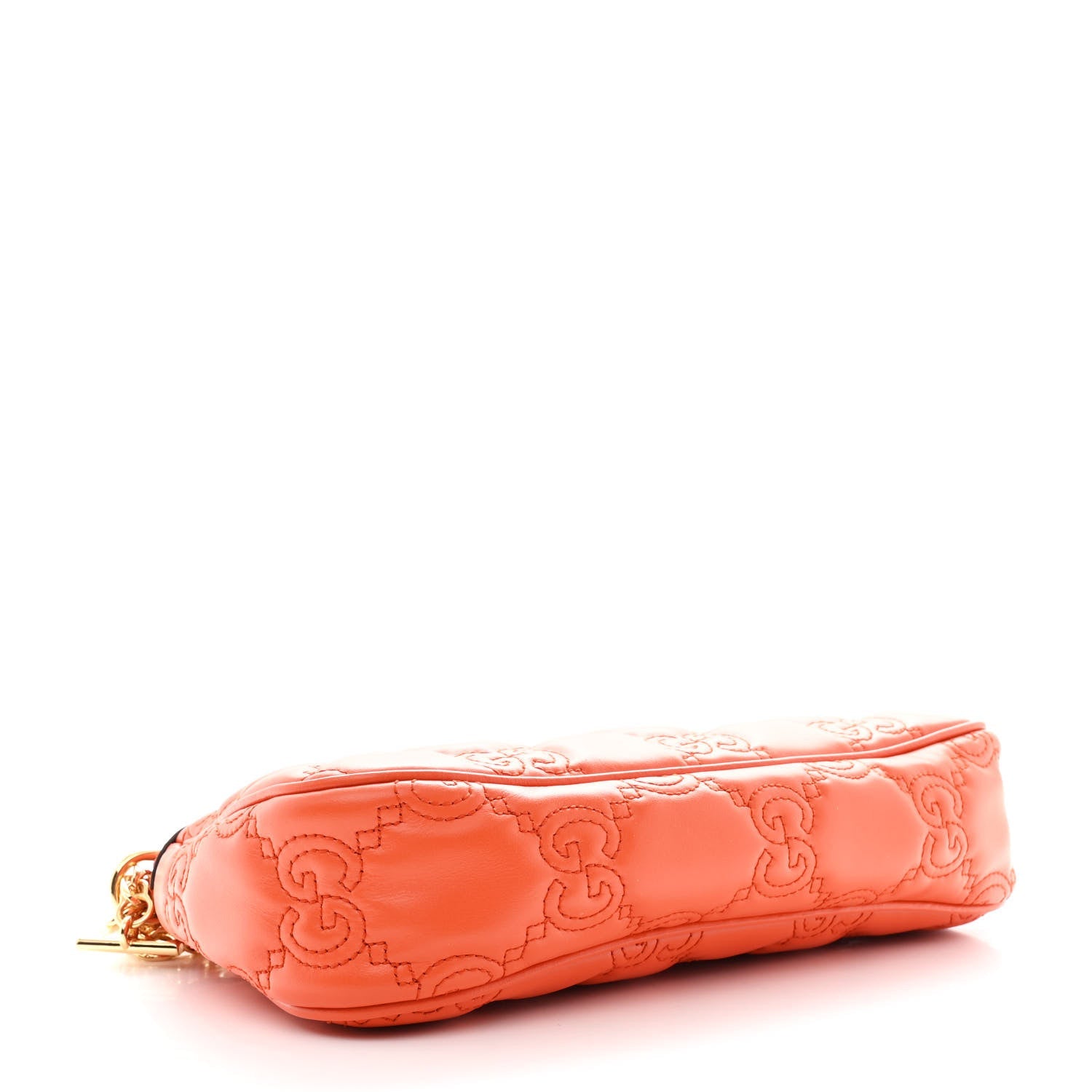 Calfskin GG Matelasse Chain Handbag Deep Orange Natural