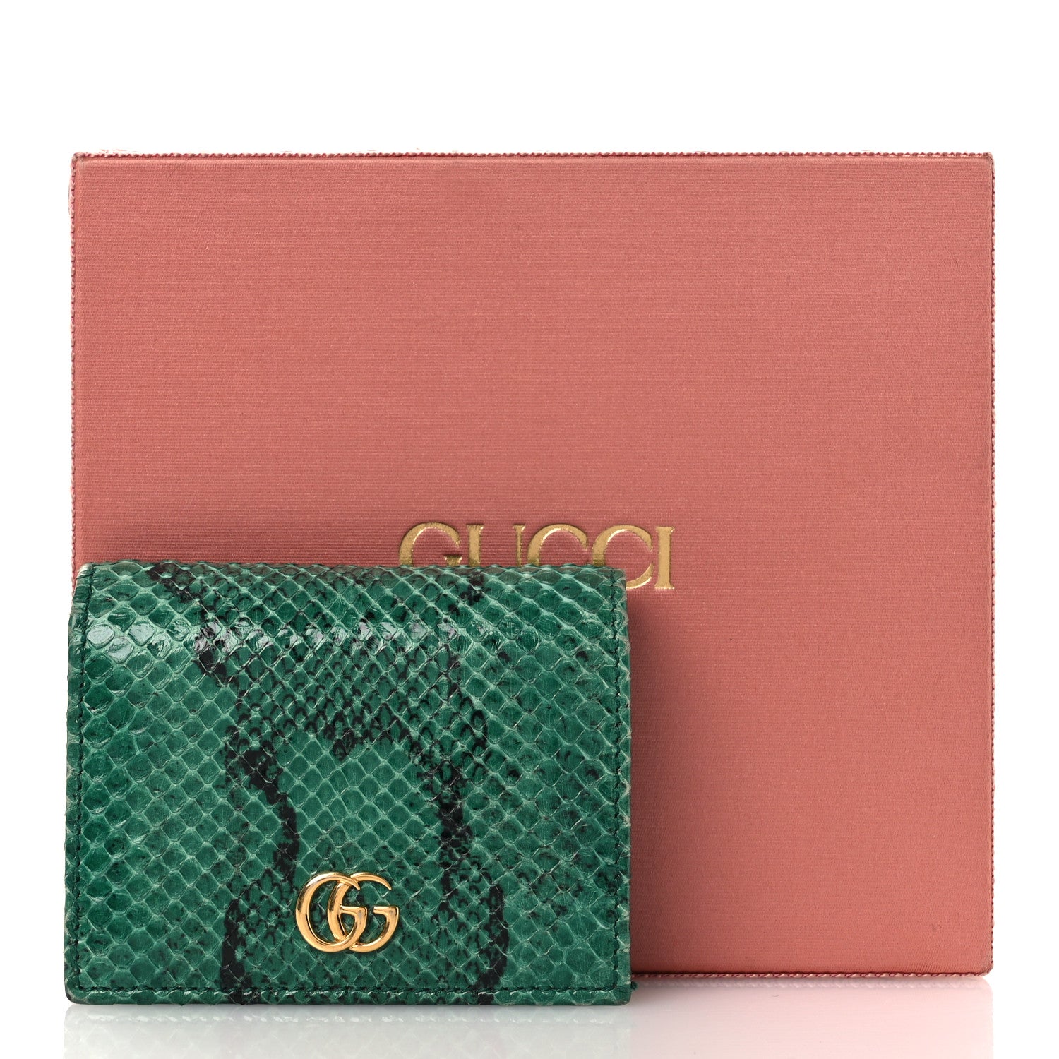 Snakeskin GG Marmont Card Case Green