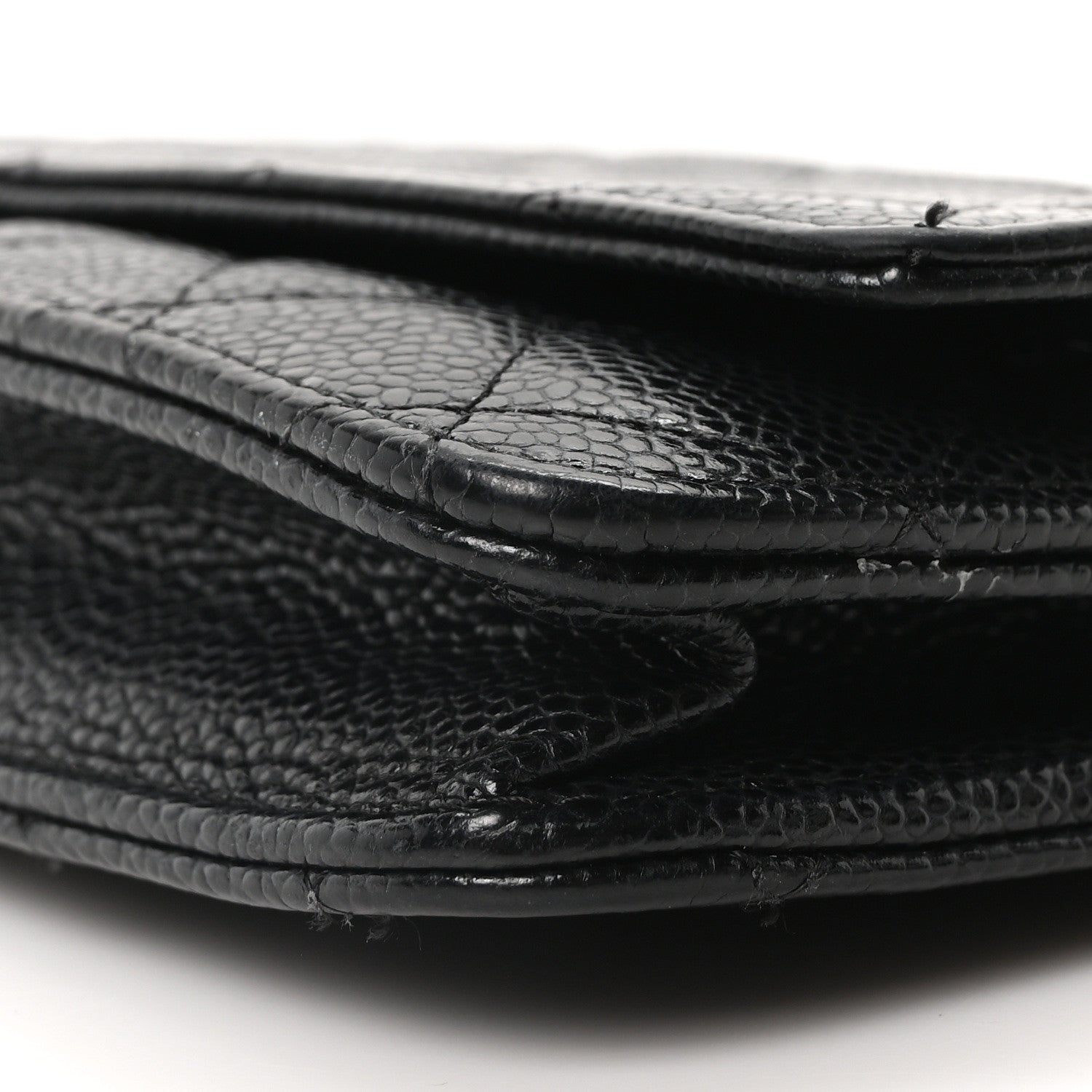 Caviar Quilted Wallet on Chain WOC Black