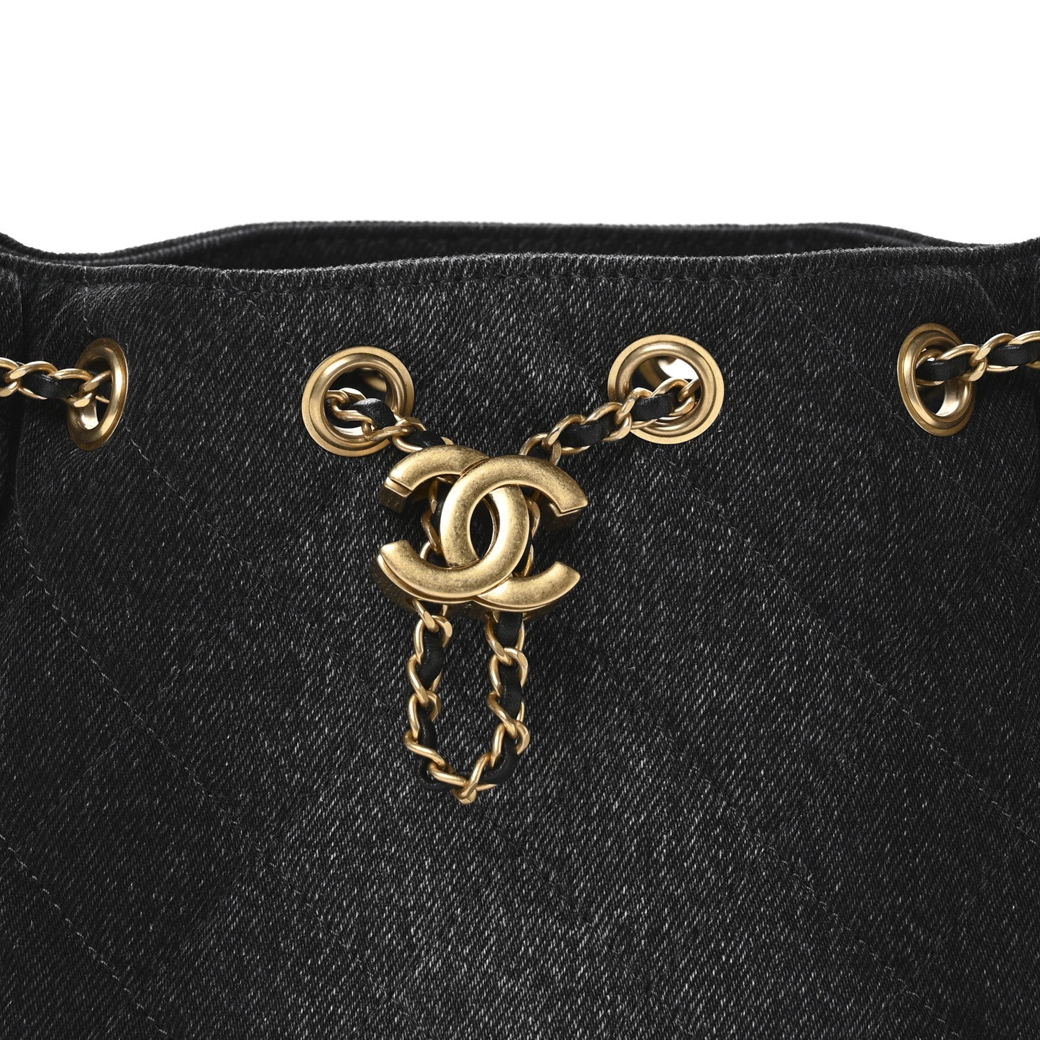 Denim Quilted Mini Chanel 25 Handbag Black