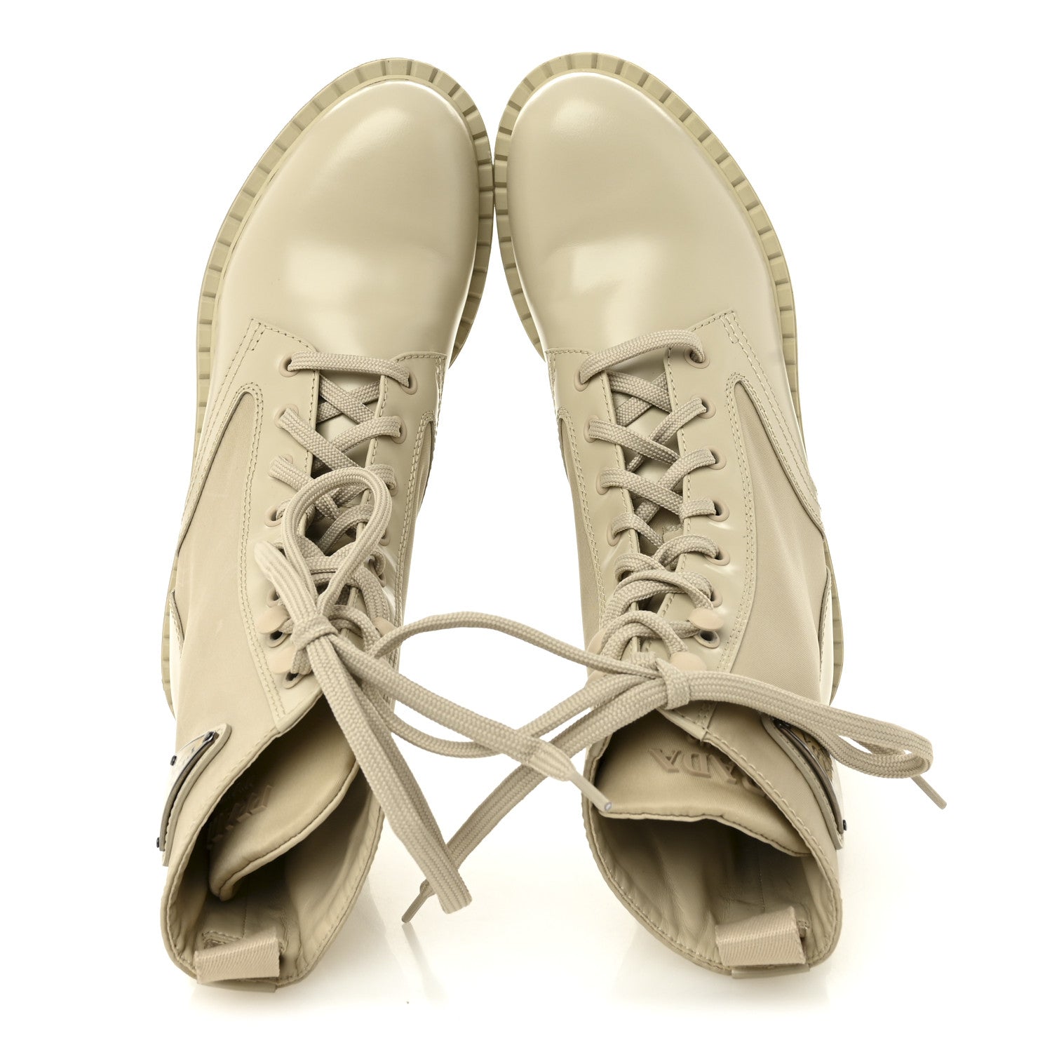 Spazzolato Re-Nylon Metal Triangle Logo Womens 50mm Combat Boots 39 Deserto