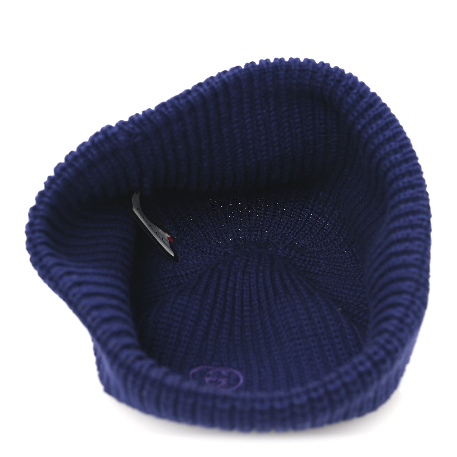 Wool Cashmere Knit Interlocking G Beanie Hat S Blue
