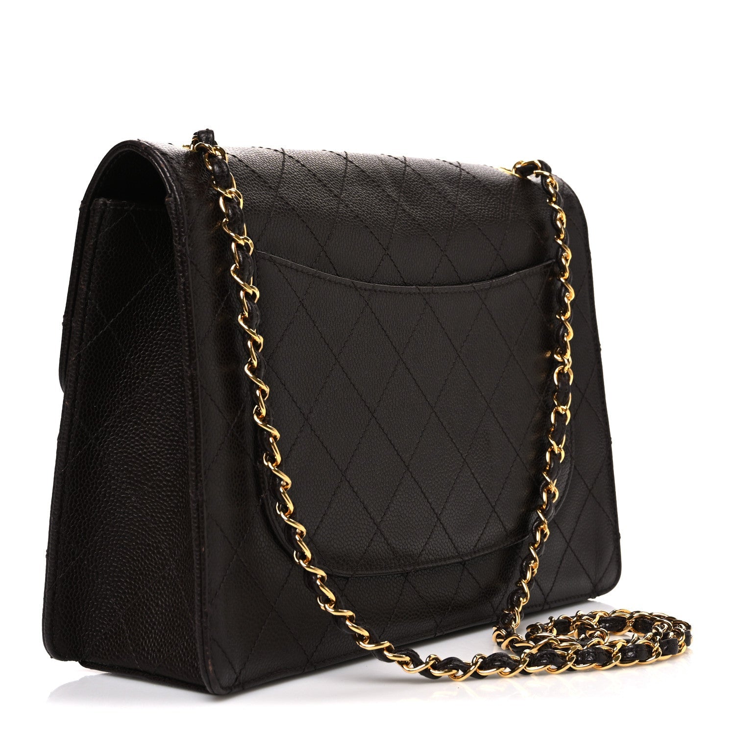 Caviar Stitch Jumbo Single Flap Brown