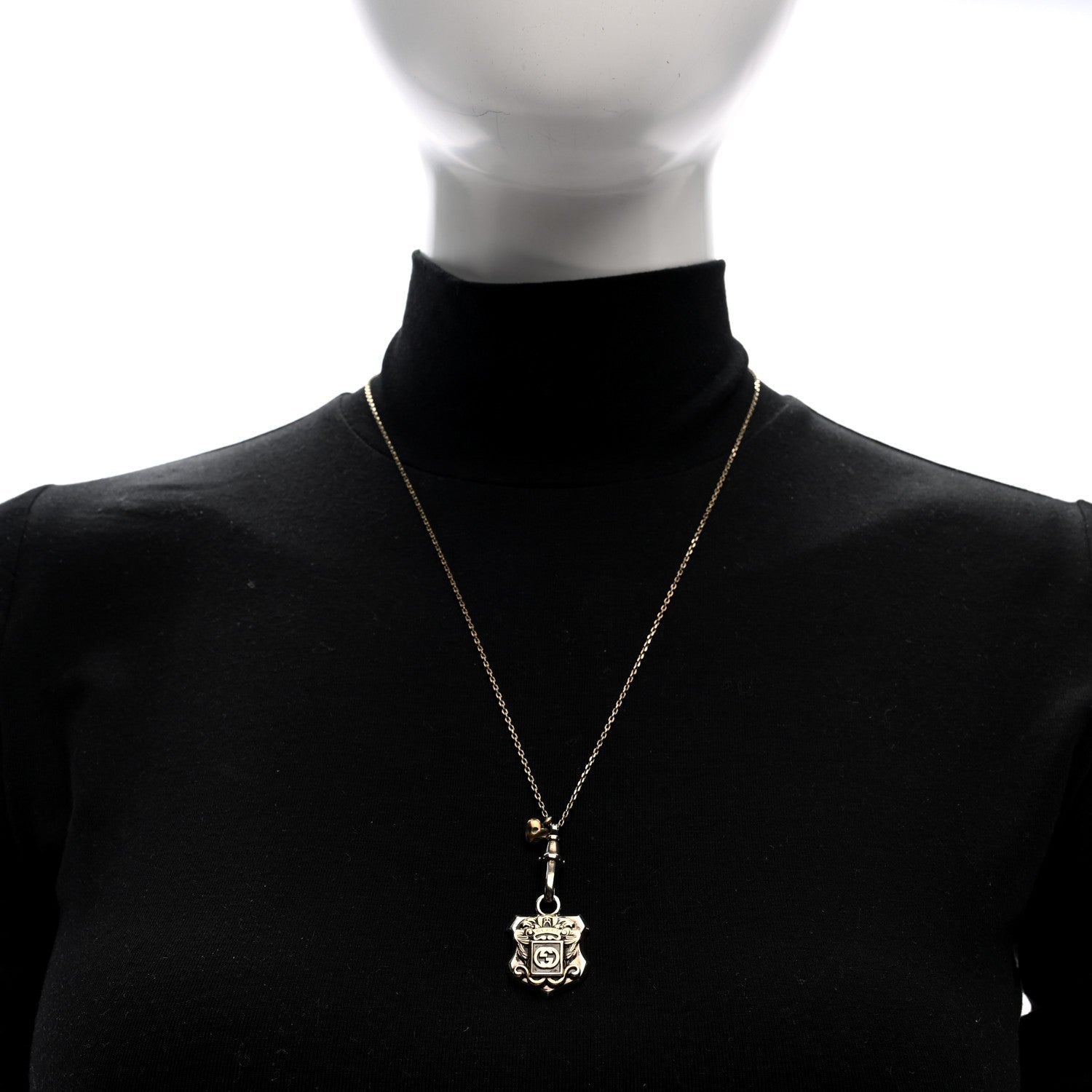 Sterling Silver Crest Necklace Gold