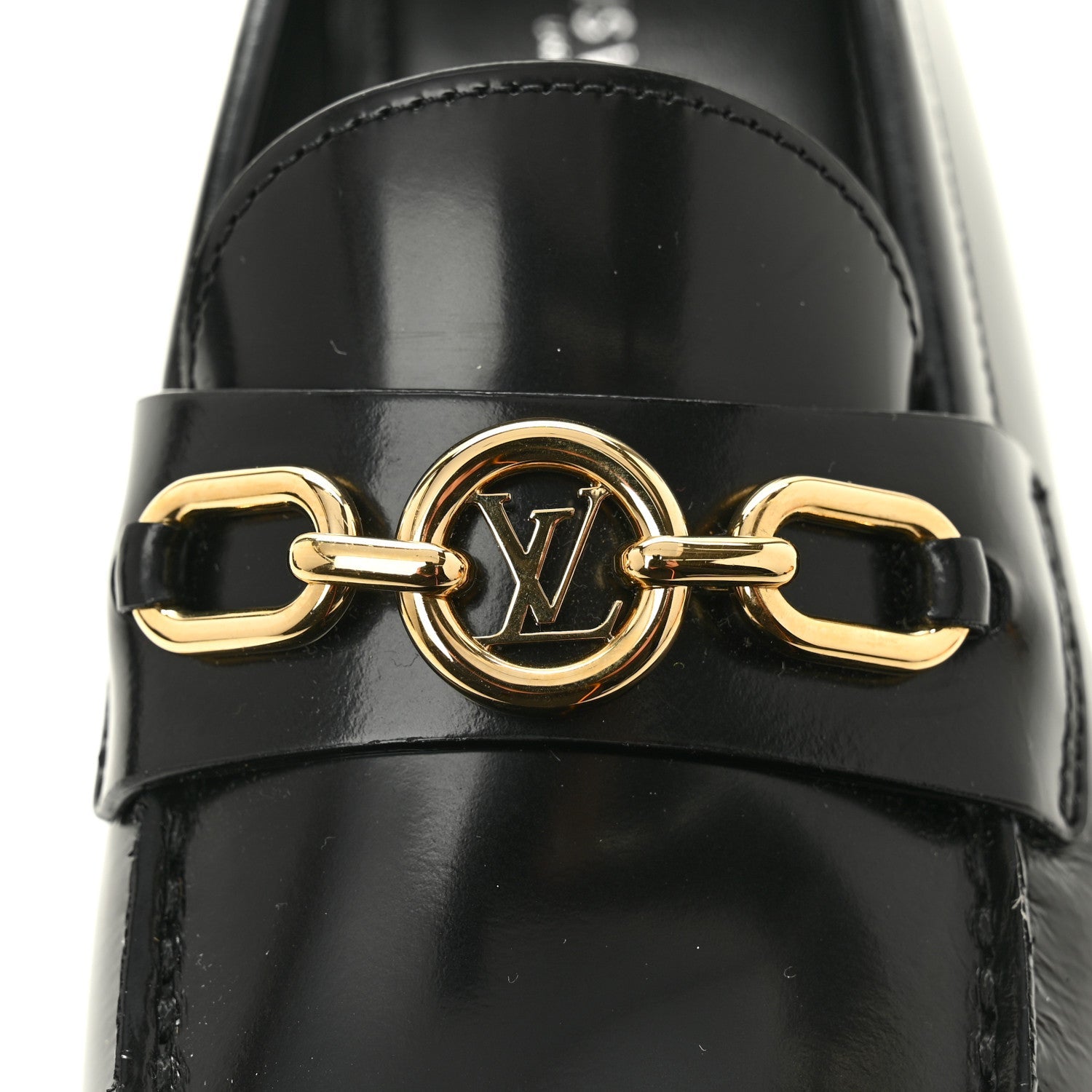 Glazed Calfskin Chess Flat Loafer 37.5 Black