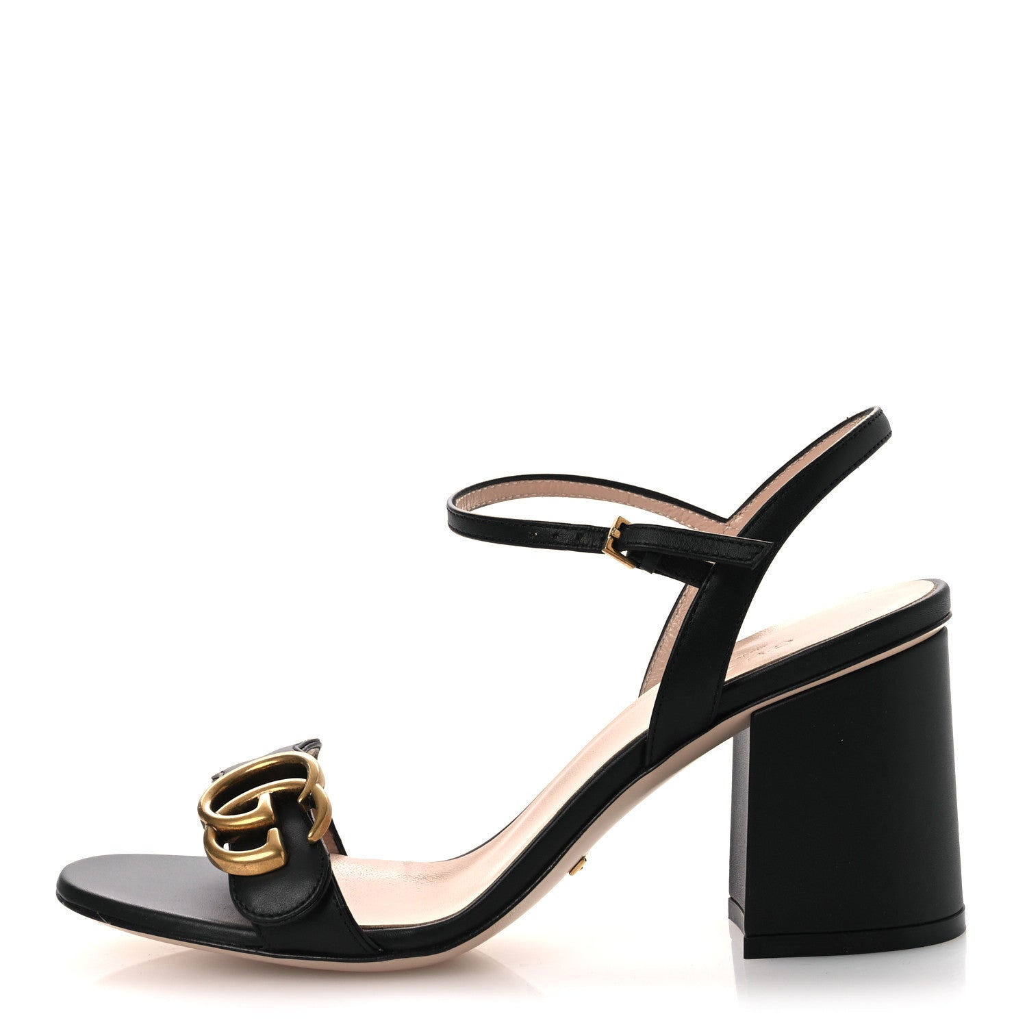 Lifford Calfskin GG Marmont Ankle Wrap 75mm Sandals 36.5 Black
