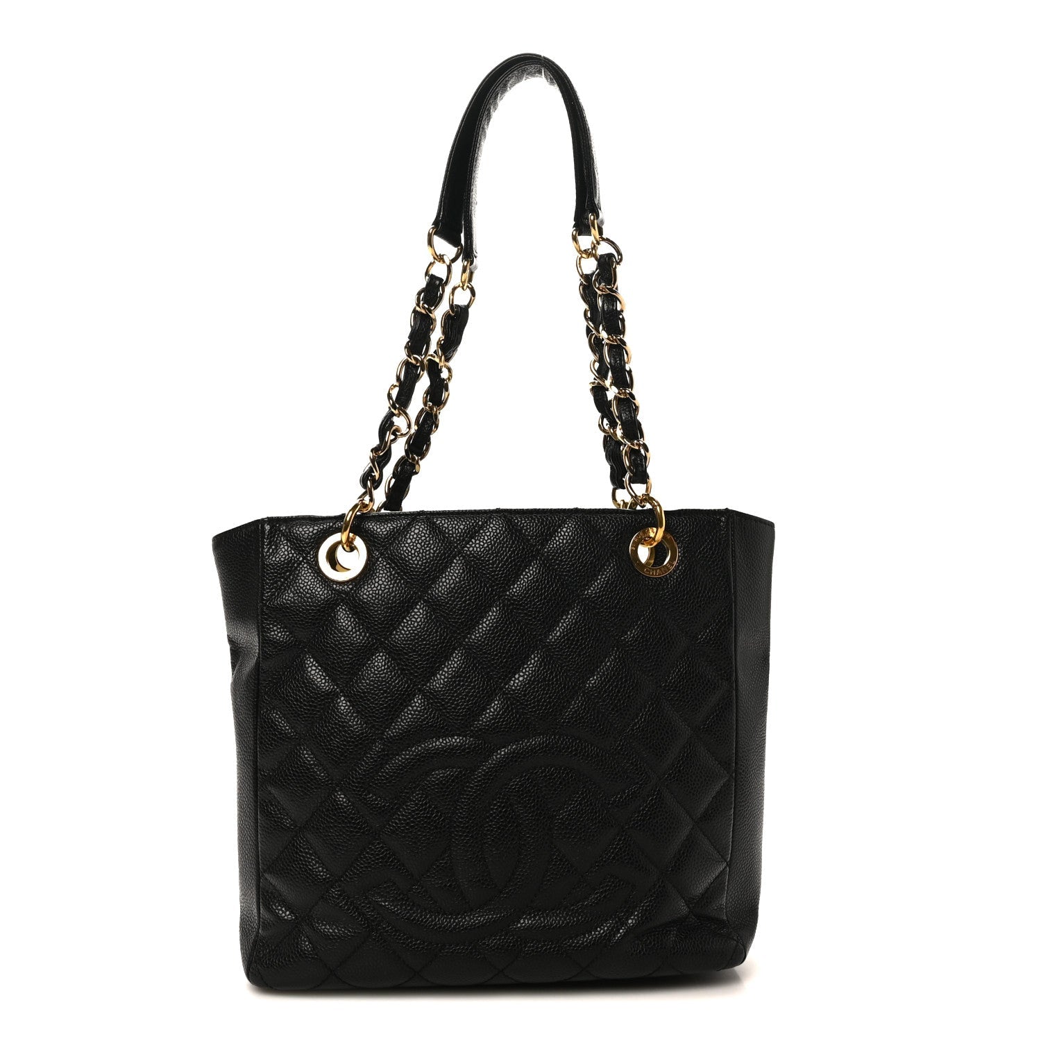 Caviar Quilted Petit Shopping Tote PST Black