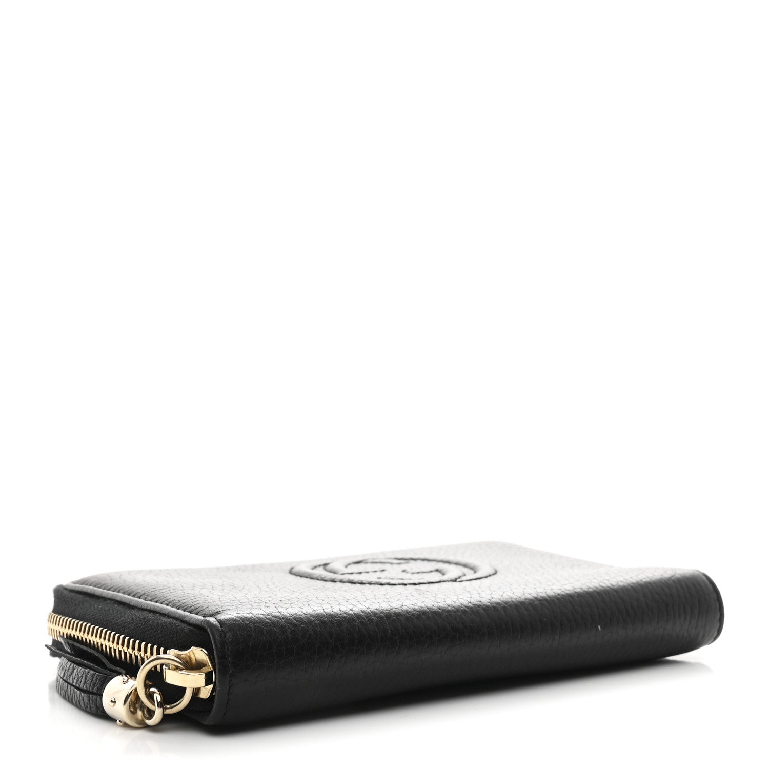 Pebbled Calfskin Medium Soho Zip Around Wallet Black