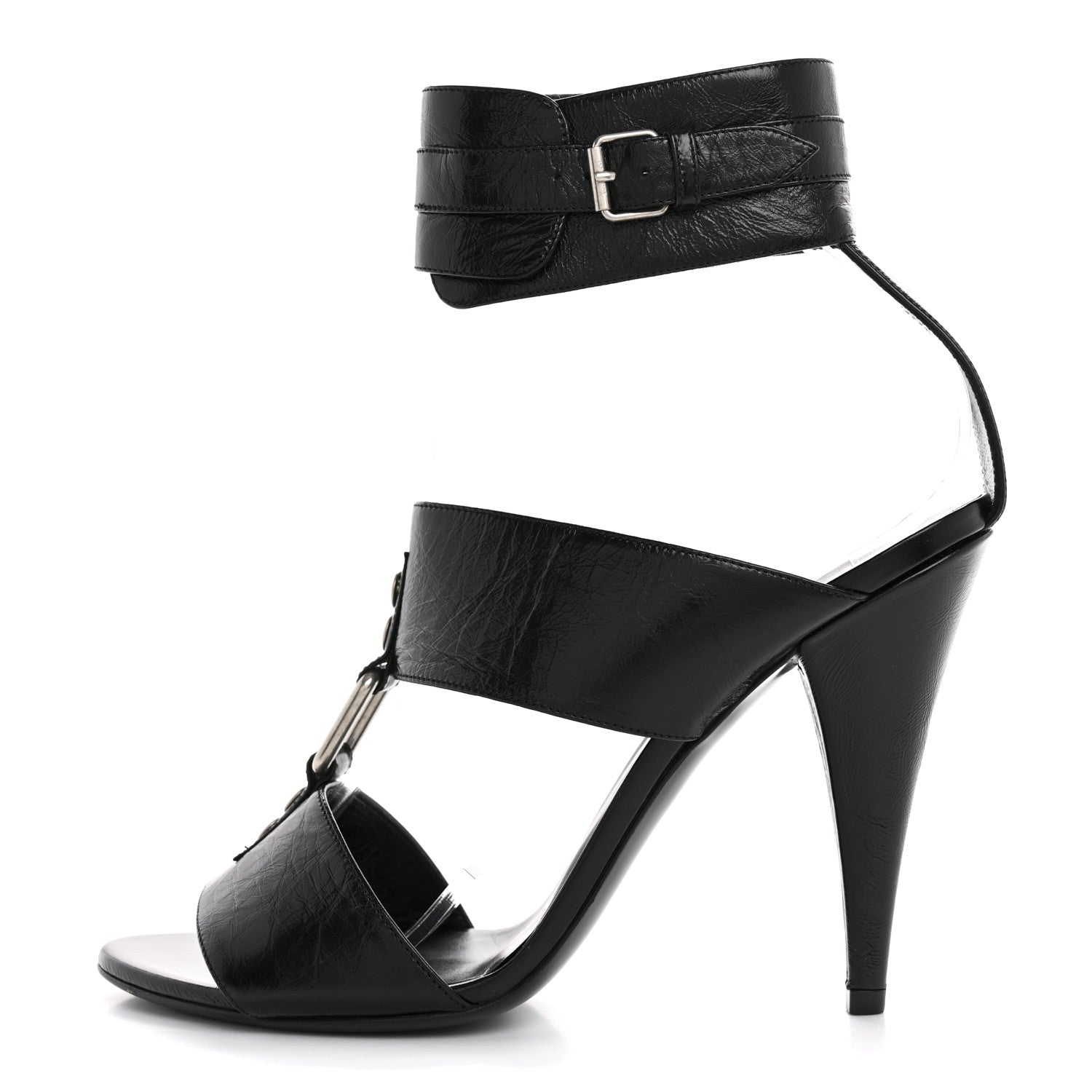 Shiny Calfskin Fetish 105 Sandal 39 Black