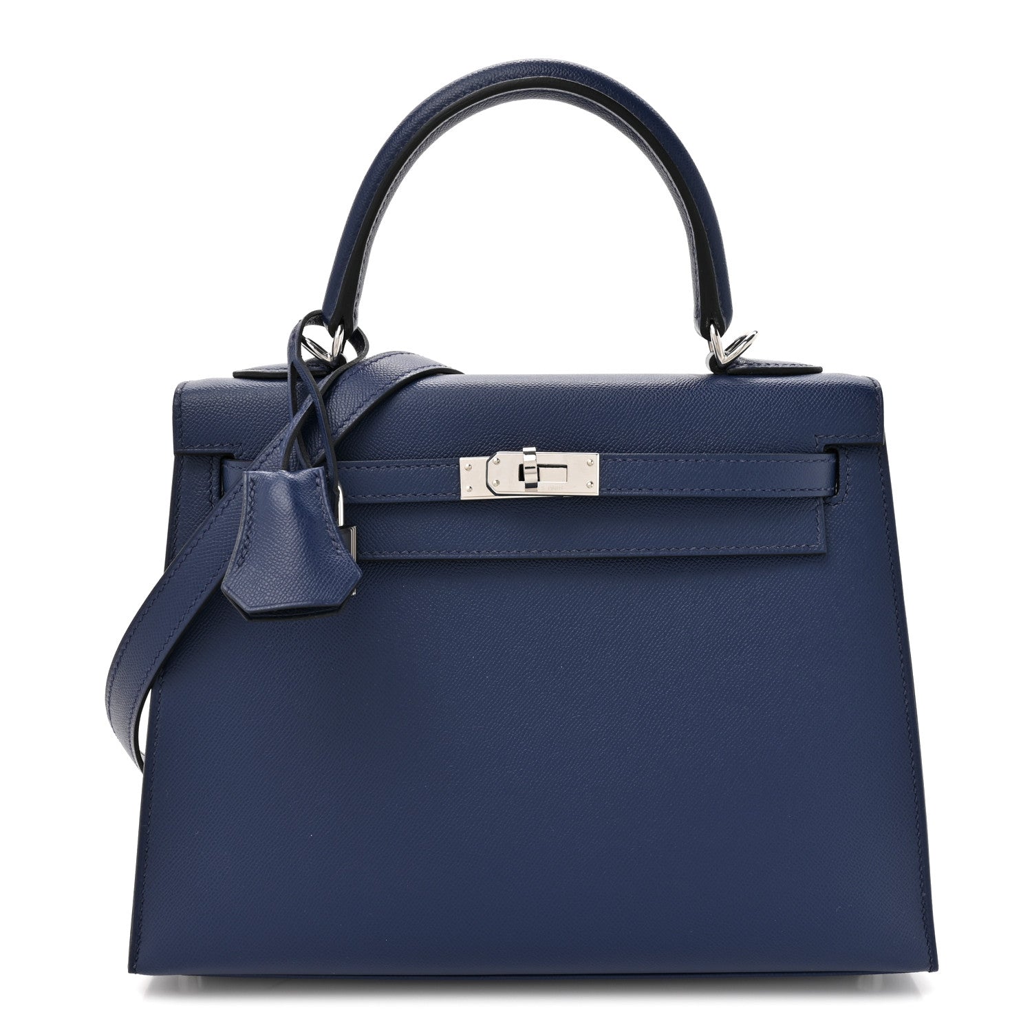 Madame Calfskin Kelly Sellier 25 Bleu Encre