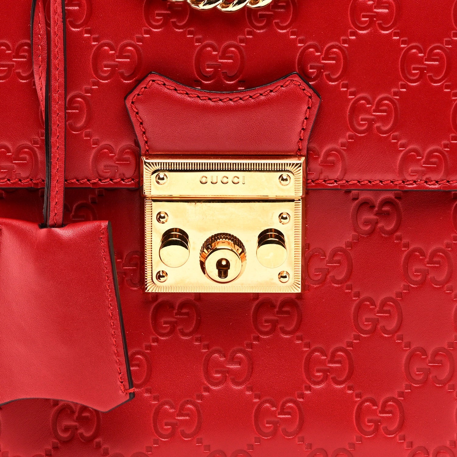 Guccissima Signature Padlock Backpack Hibiscus Red