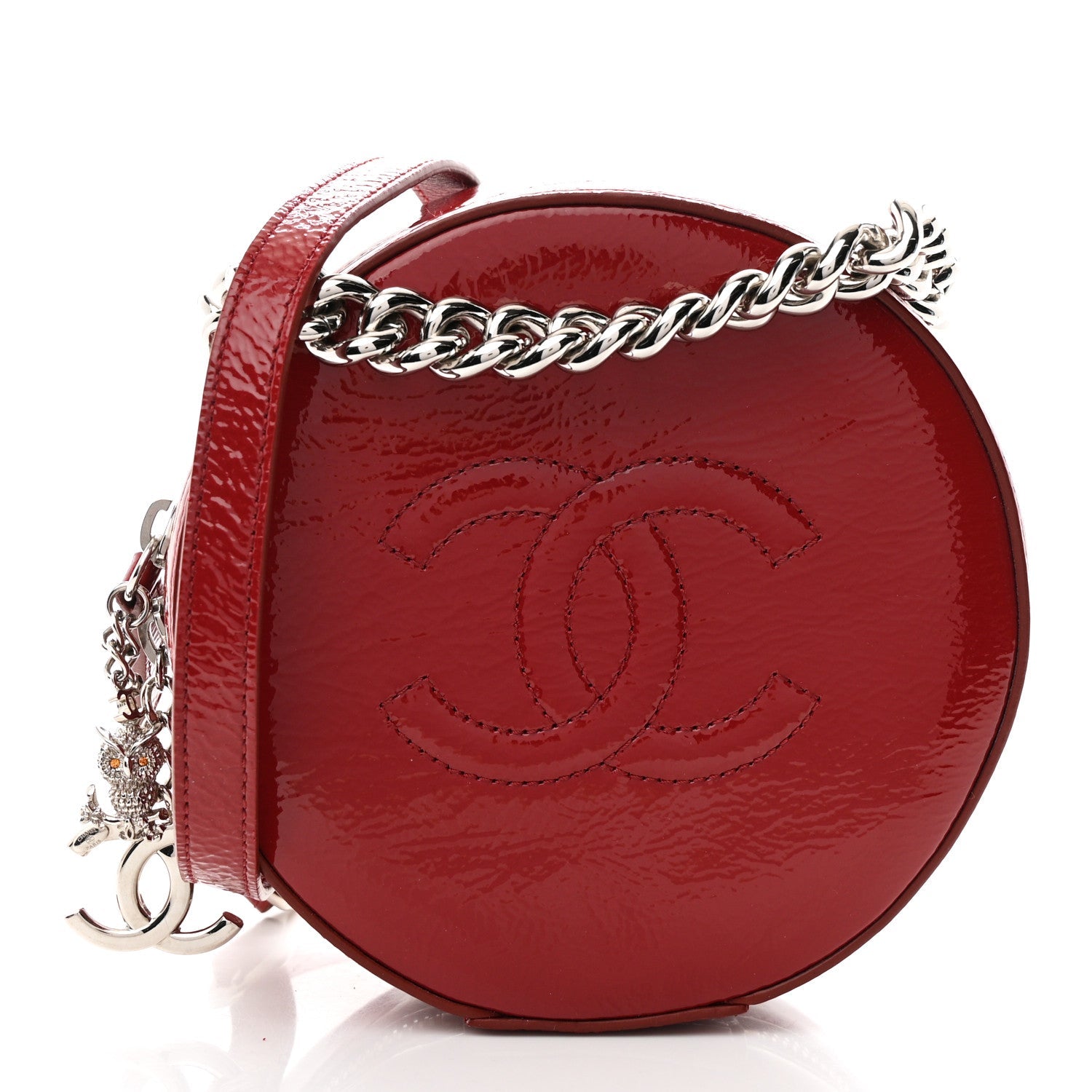 Patent Round As Earth Evening Bag Red