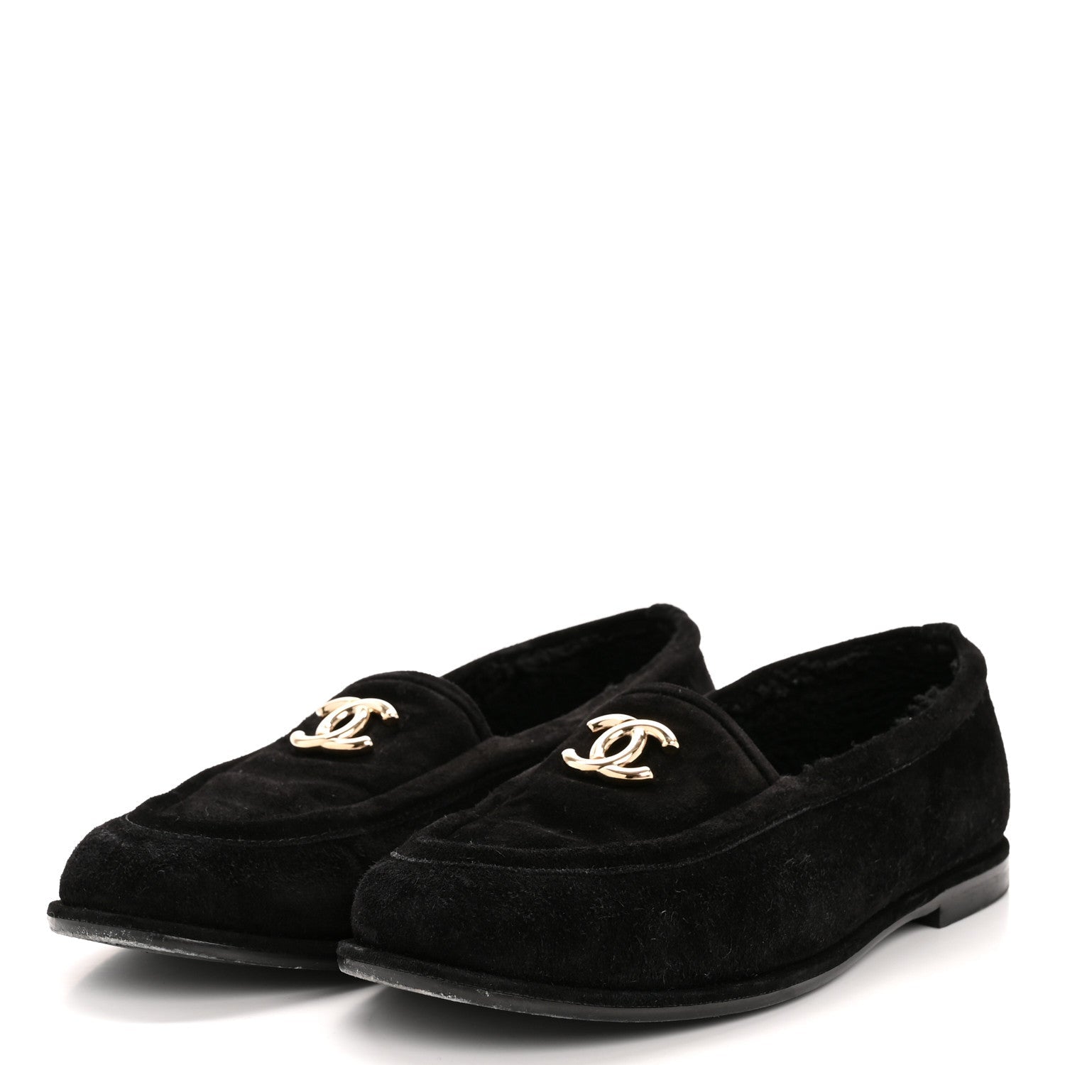 Suede Calfskin CC Loafers 39.5 Black