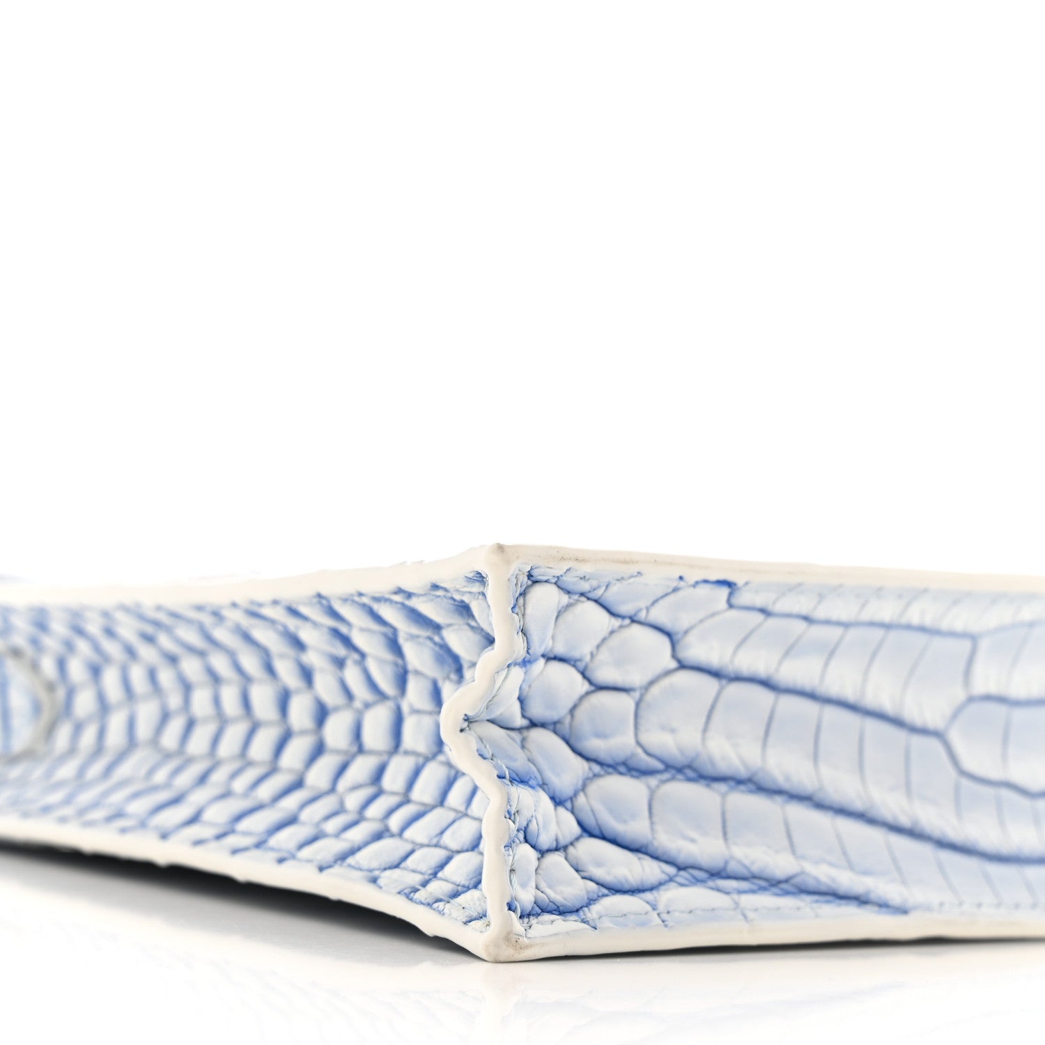 Crocodile Niloticus Sac Plat XS Mat Meringue White Blue