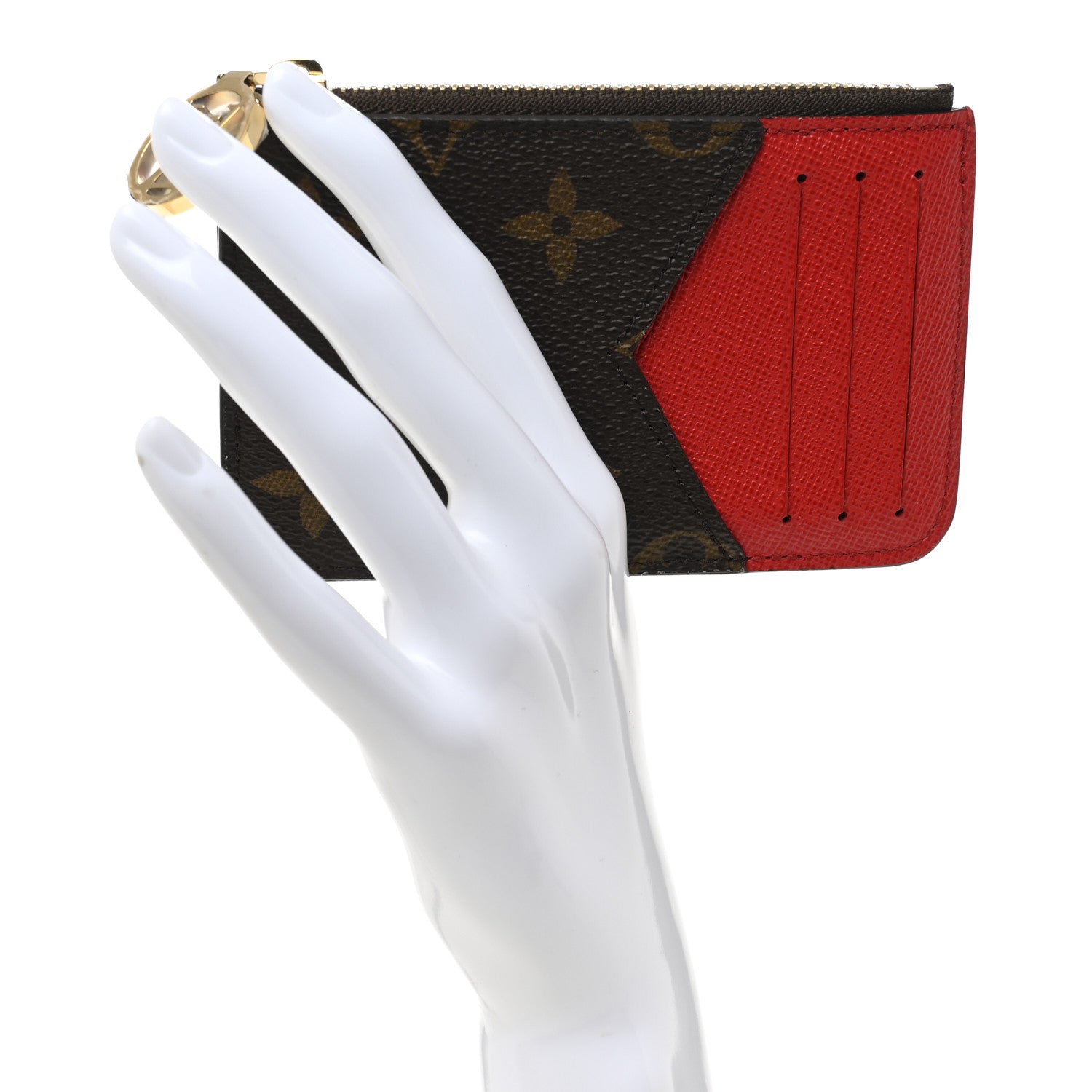 Monogram Zipped Romy Card Holder Red