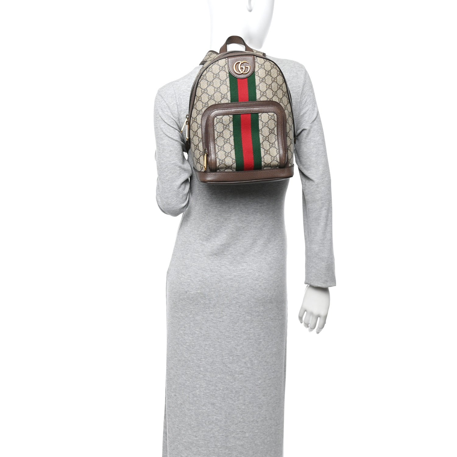 GG Supreme Monogram Calfskin Web Small Ophidia Day Backpack Beige Ebony New Acero