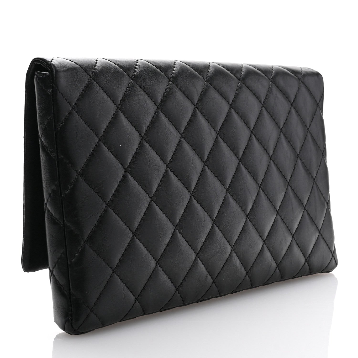 Aged Calfskin Quilted Reissue 2.55 Clutch Black