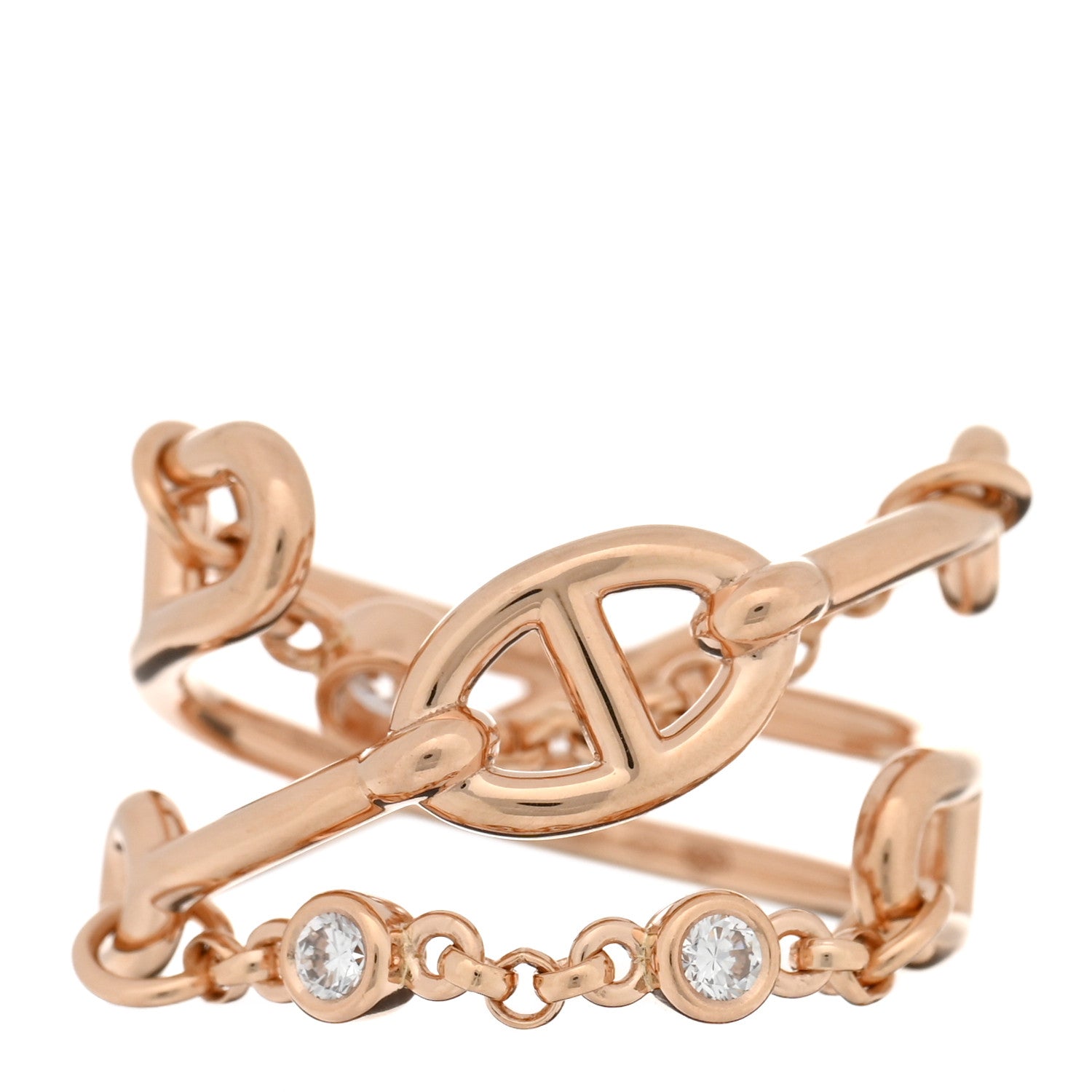18K Rose Gold Diamond MM Chaine d'Ancre Chaos Ring 56 7.5