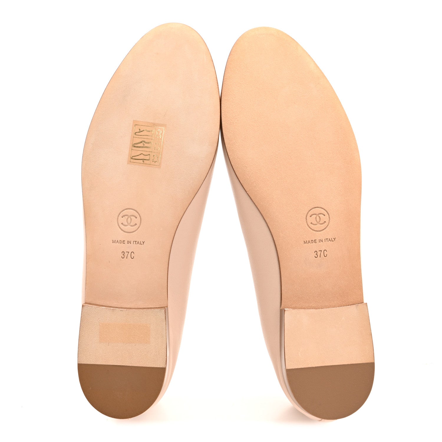 Lambskin Cap Toe CC Ballerina Flats 37 Beige