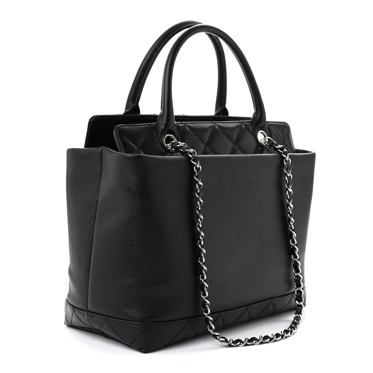 Soft Caviar CC Medium Top Handle Tote Black
