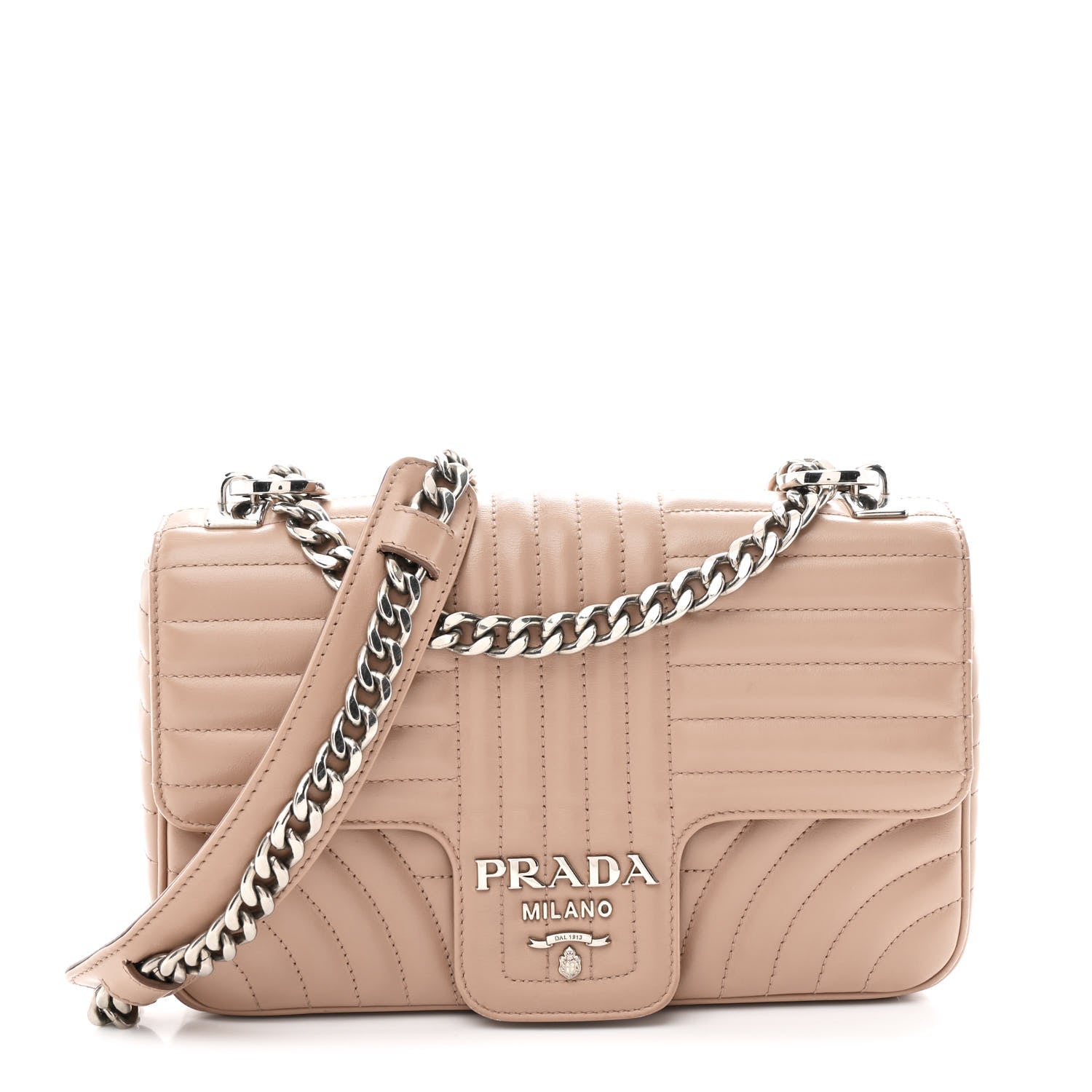 Soft Calfskin Impunture Diagramme Medium Chain Flap Shoulder Bag Cipria