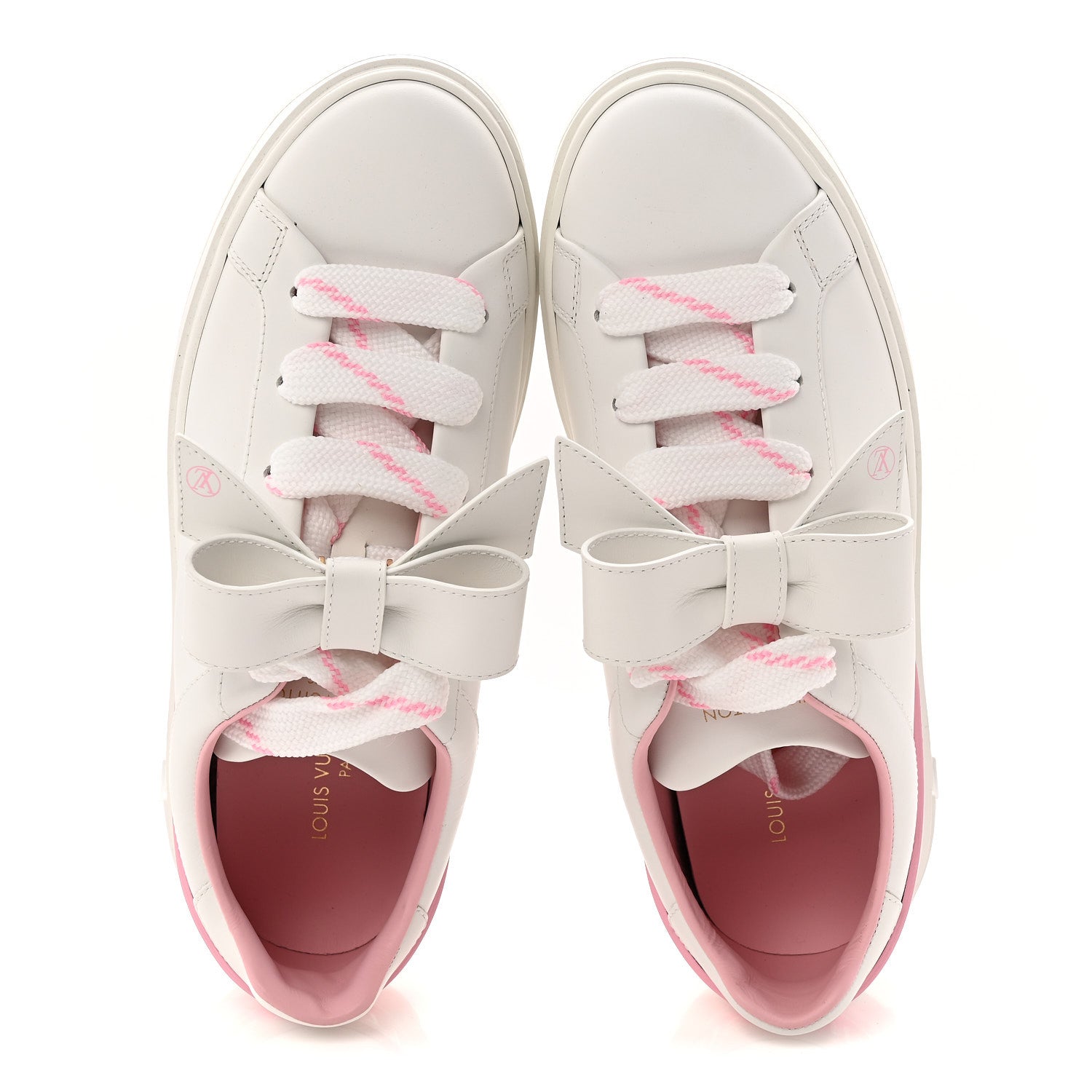 Calfskin Time Out Bow Sneakers 38 White Pink