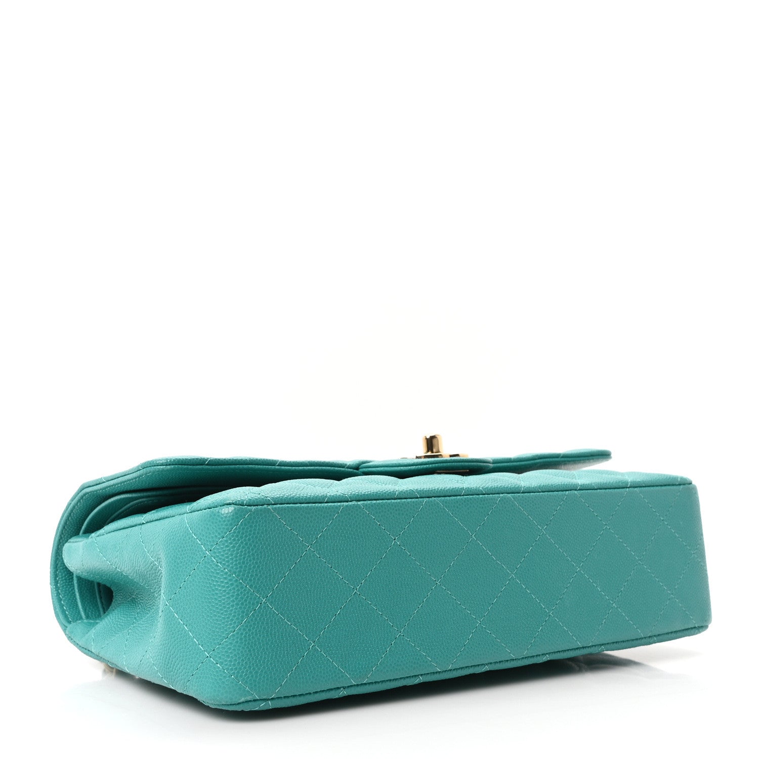Caviar Quilted Medium Double Flap Turquoise