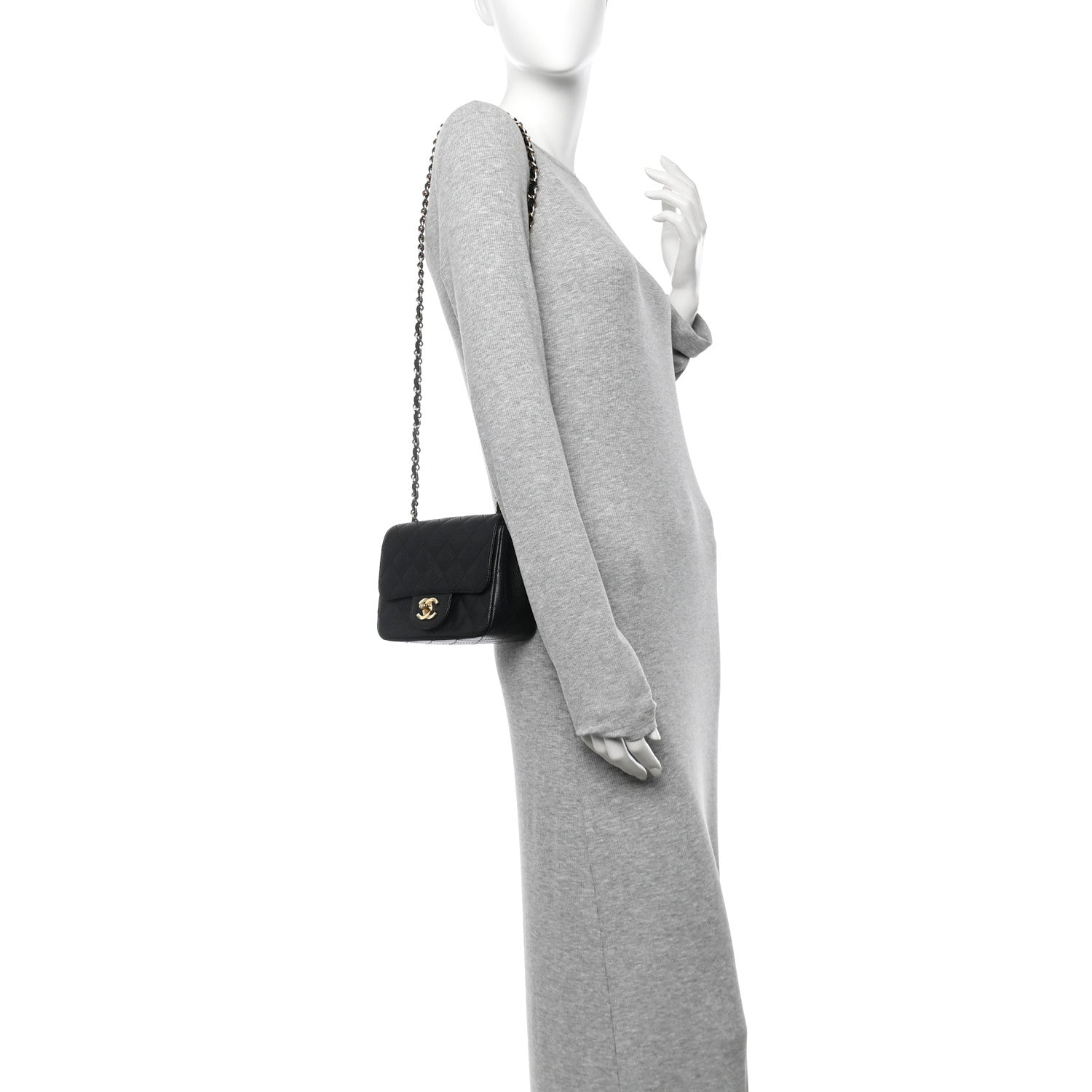 Caviar Quilted Mini Square Flap Black