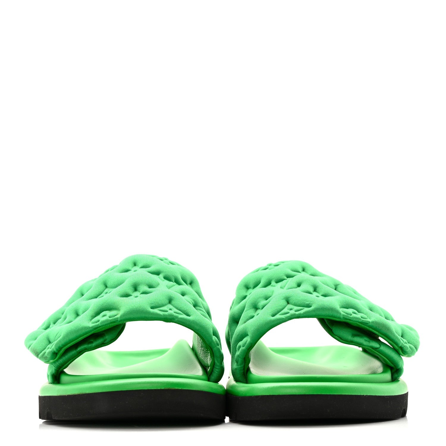 Technical Fabric Embossed Monogram Pool Pillow Comfort Mules 35 Green