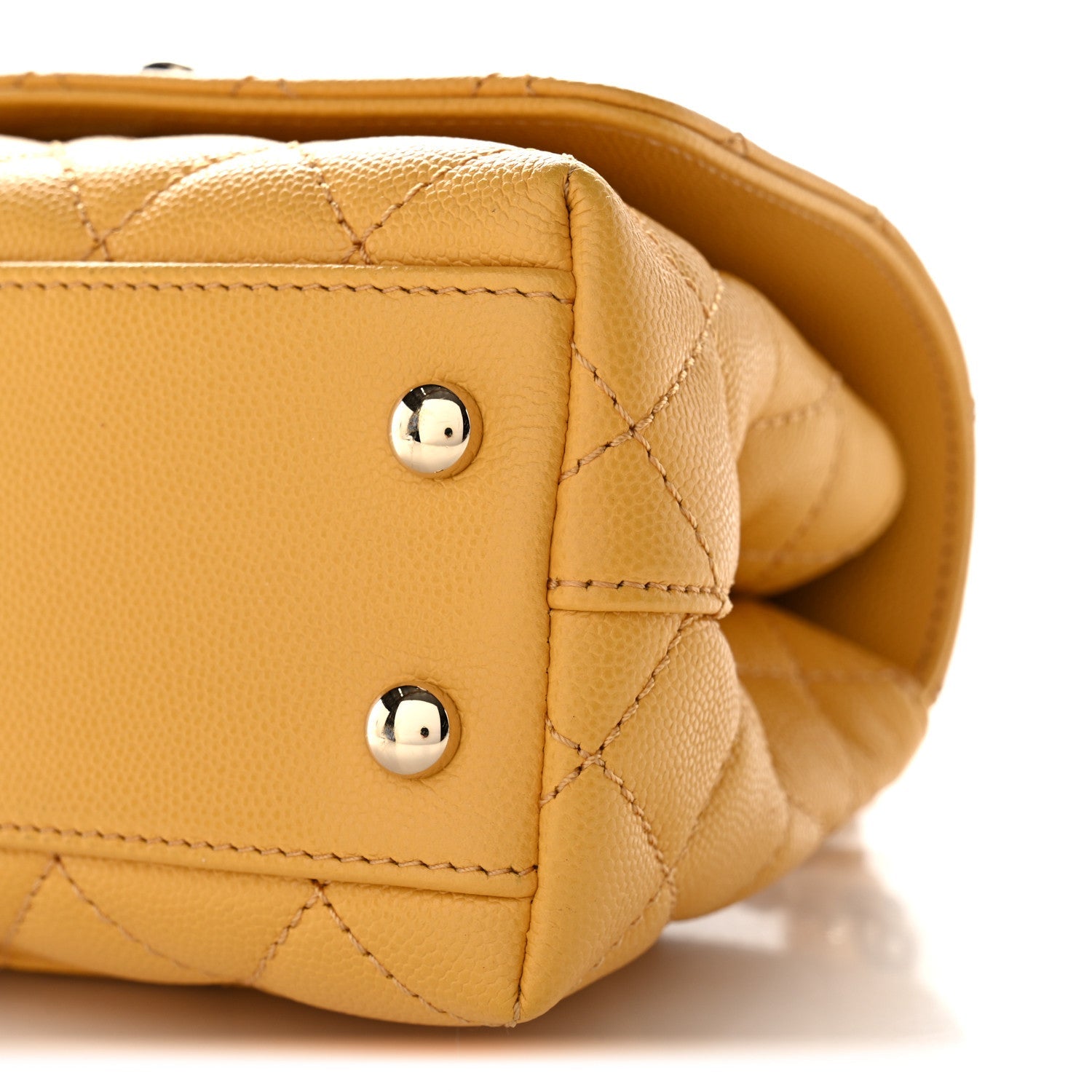 Caviar Lizard Embossed Quilted Extra Mini Coco Handle Flap Yellow