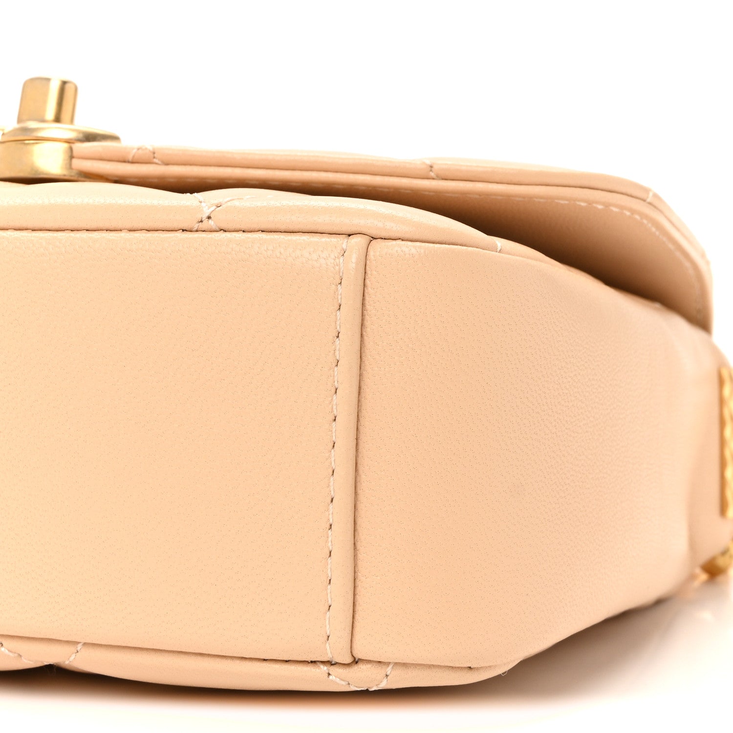 Lambskin Quilted CC Coin Flap Bag Beige