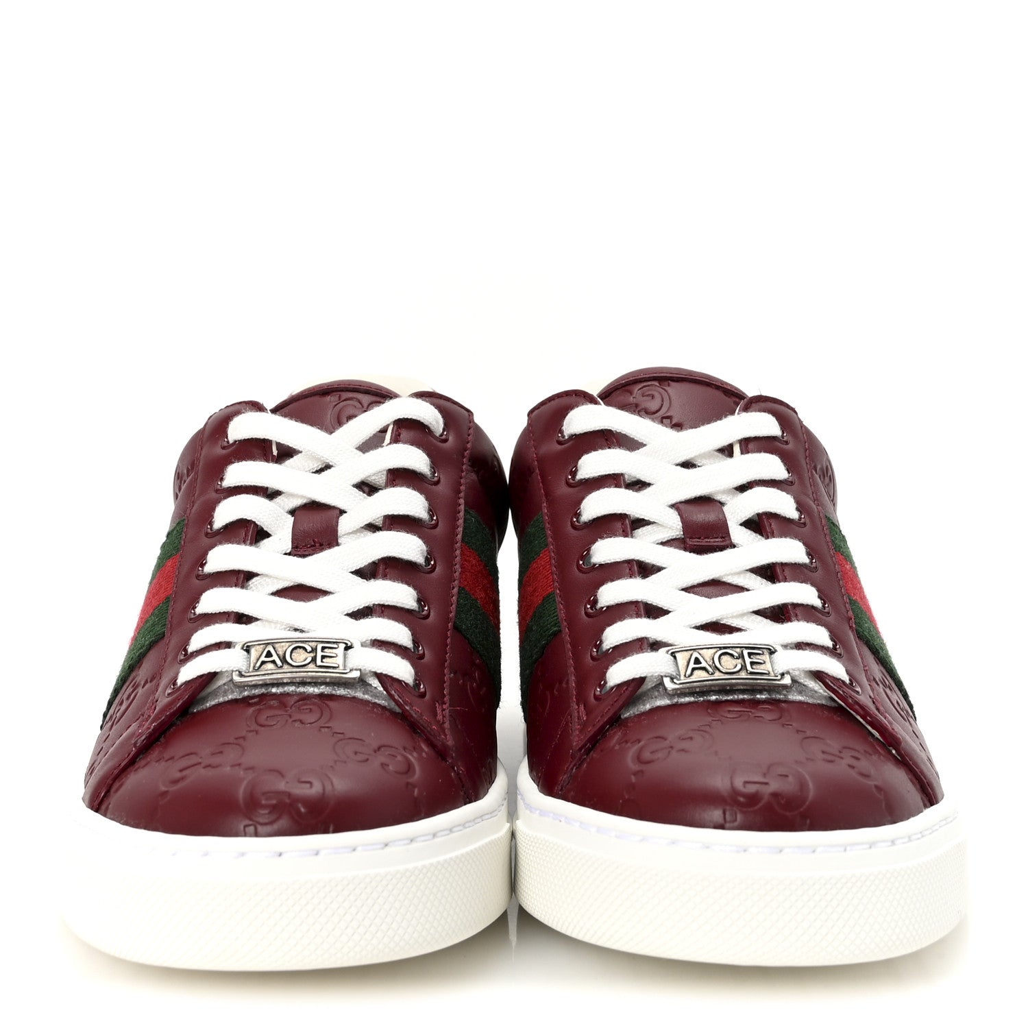 Calfskin GG Embossed Web Mens Ace Sneakers  36.5 Ancora Red
