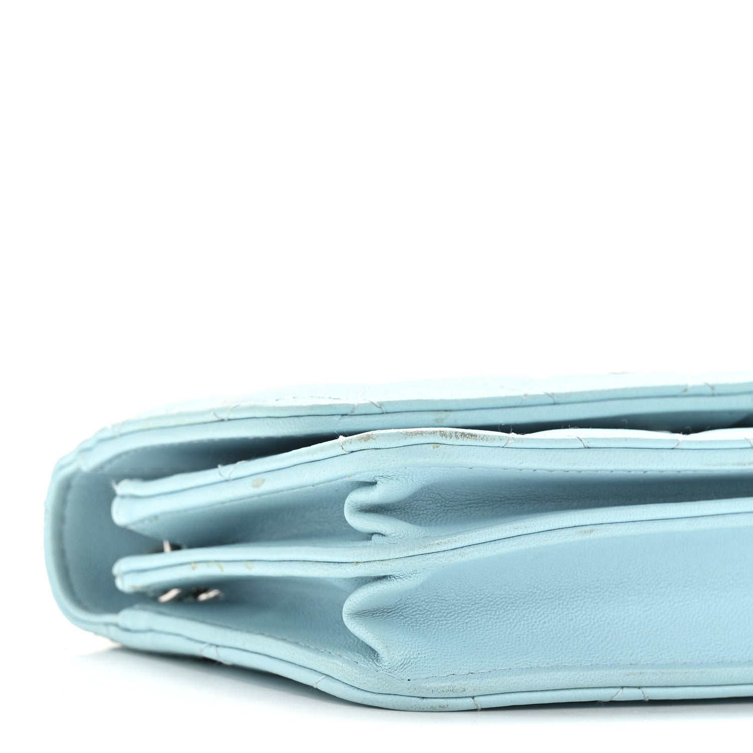 Lambskin Quilted Mini Wallet On Chain WOC Neon Blue