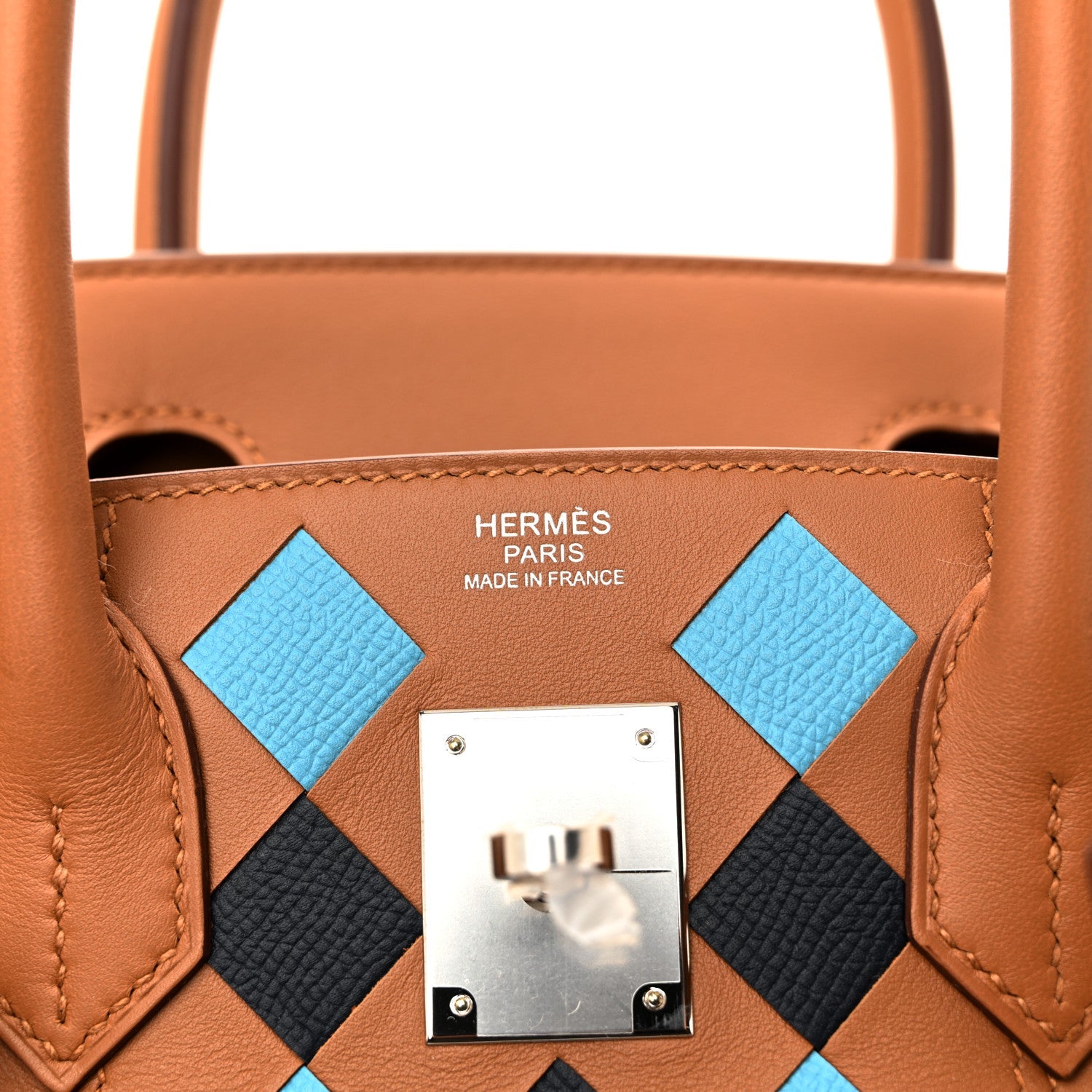 Swift Epsom Tressage Birkin 30 Gold Bleu de Nord Bleu Indigo