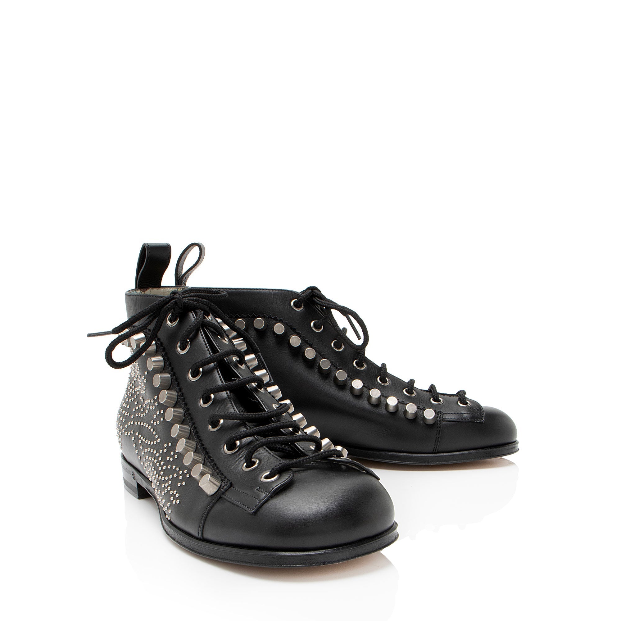 Women's Gucci Calfskin Studded Jakarta Brogue Ankle Boots - Size 8 / 38