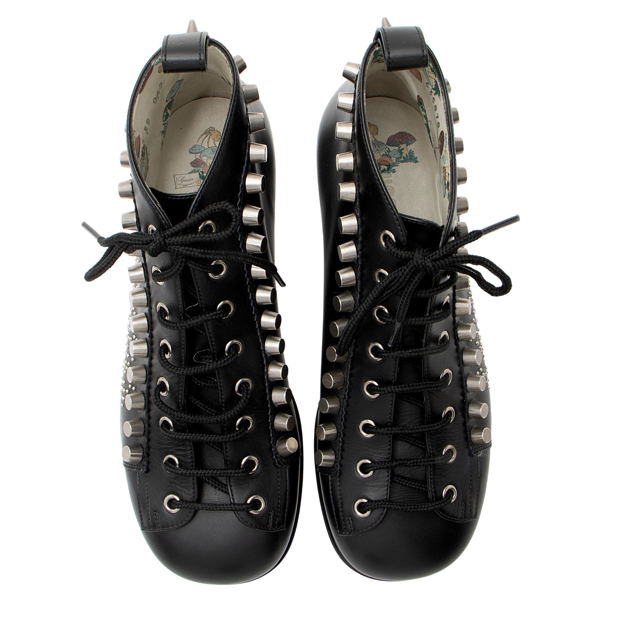 Women's Gucci Calfskin Studded Jakarta Brogue Ankle Boots - Size 8 / 38