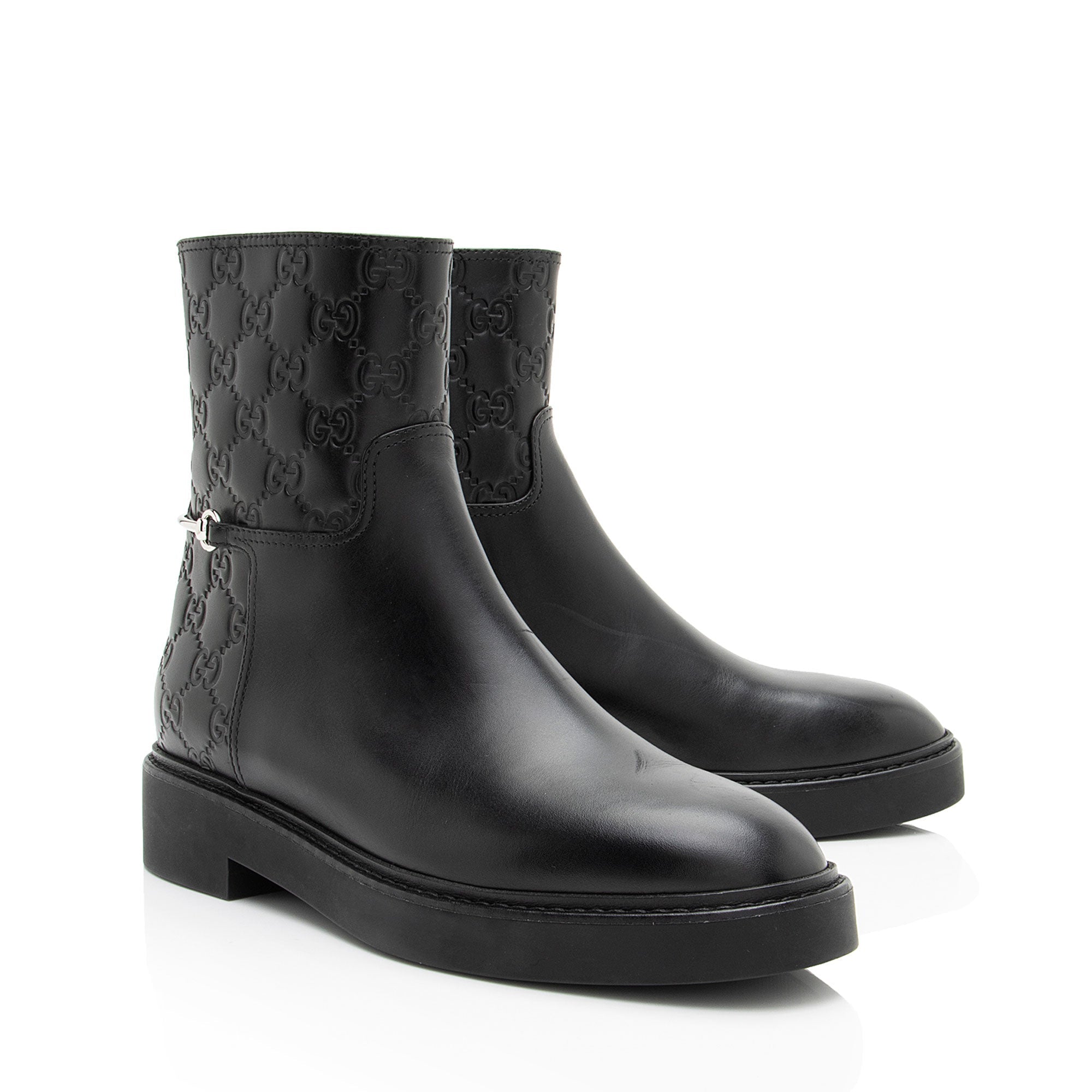 Women's Gucci Guccissima Leather Horsebit Ankle Boots - Size 8 / 38