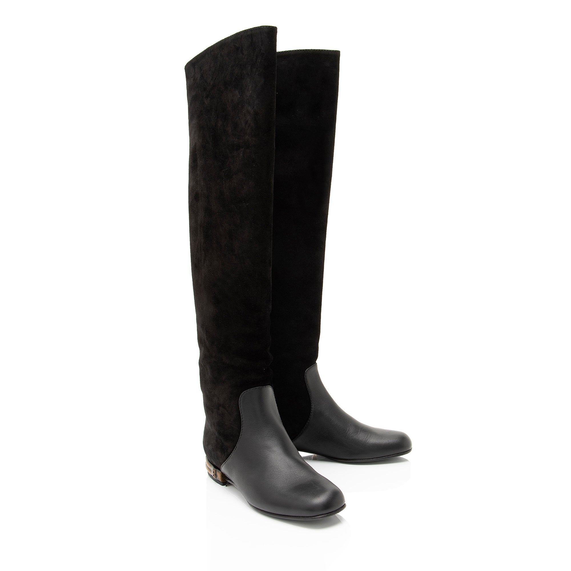 Women's Gucci Suede Leather Bamboo Heel Knee High Boots - Size 6 / 36