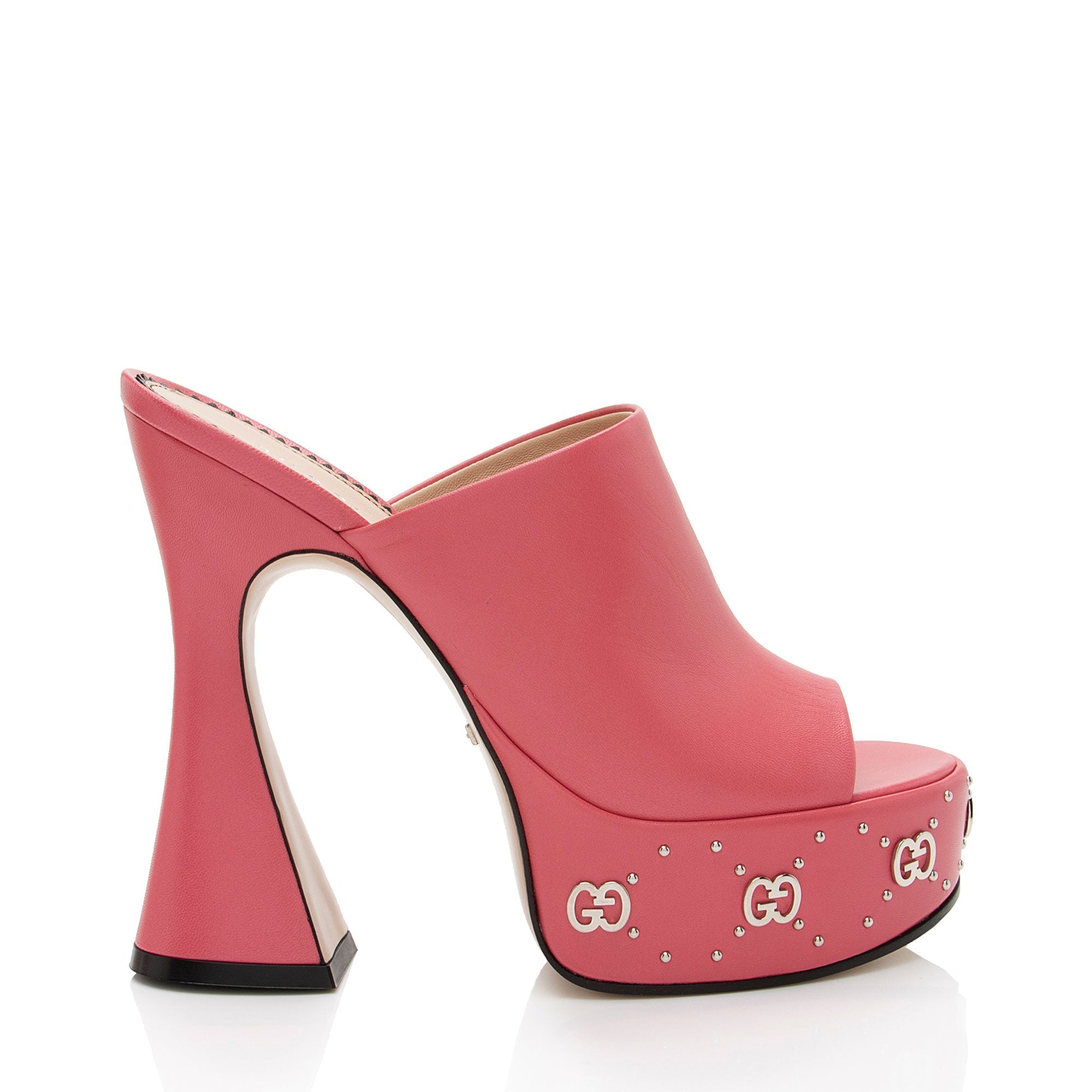 Women's Gucci Leather GG Embellished Janaya Platform Sandals - Size 7.5 / 37.5