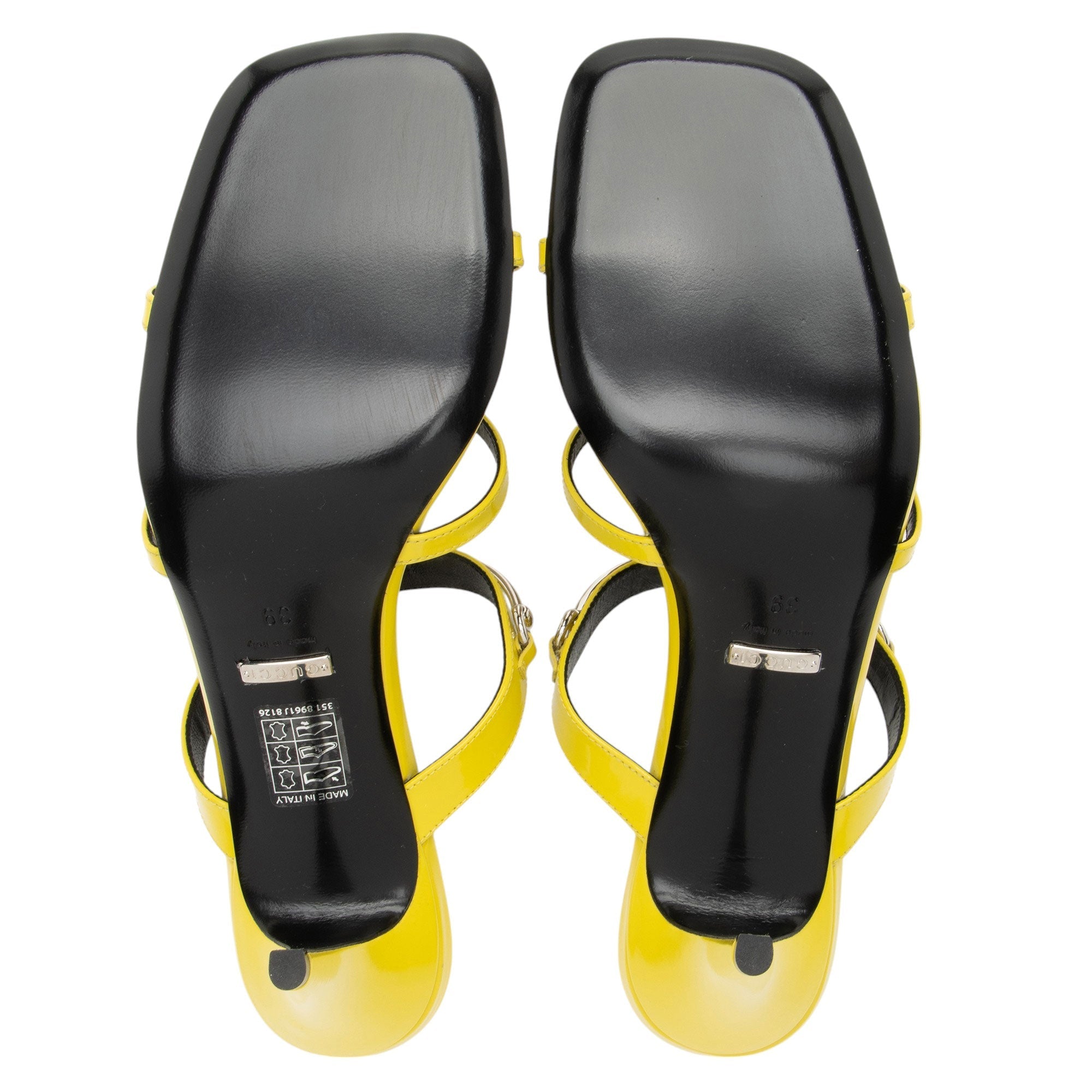 Women's Gucci Patent Leather Horsebit Cutout Sandals - Size 9 / 39