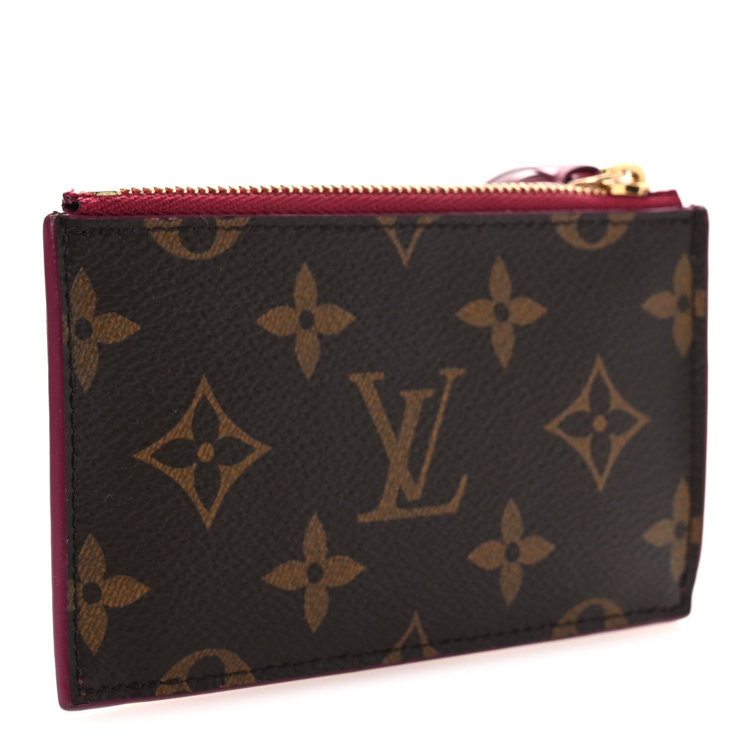 Monogram Zipped Card Holder Fuchsia