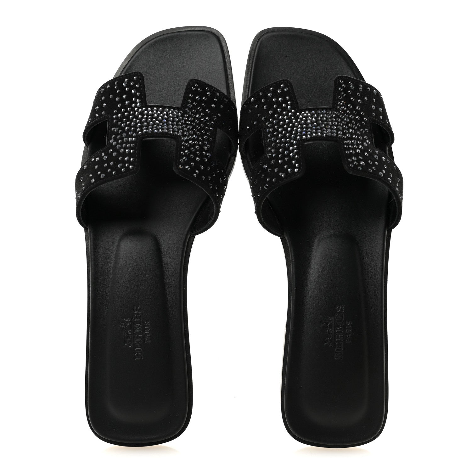 Suede Crystal Embellished Oran Sandals 37.5 Black