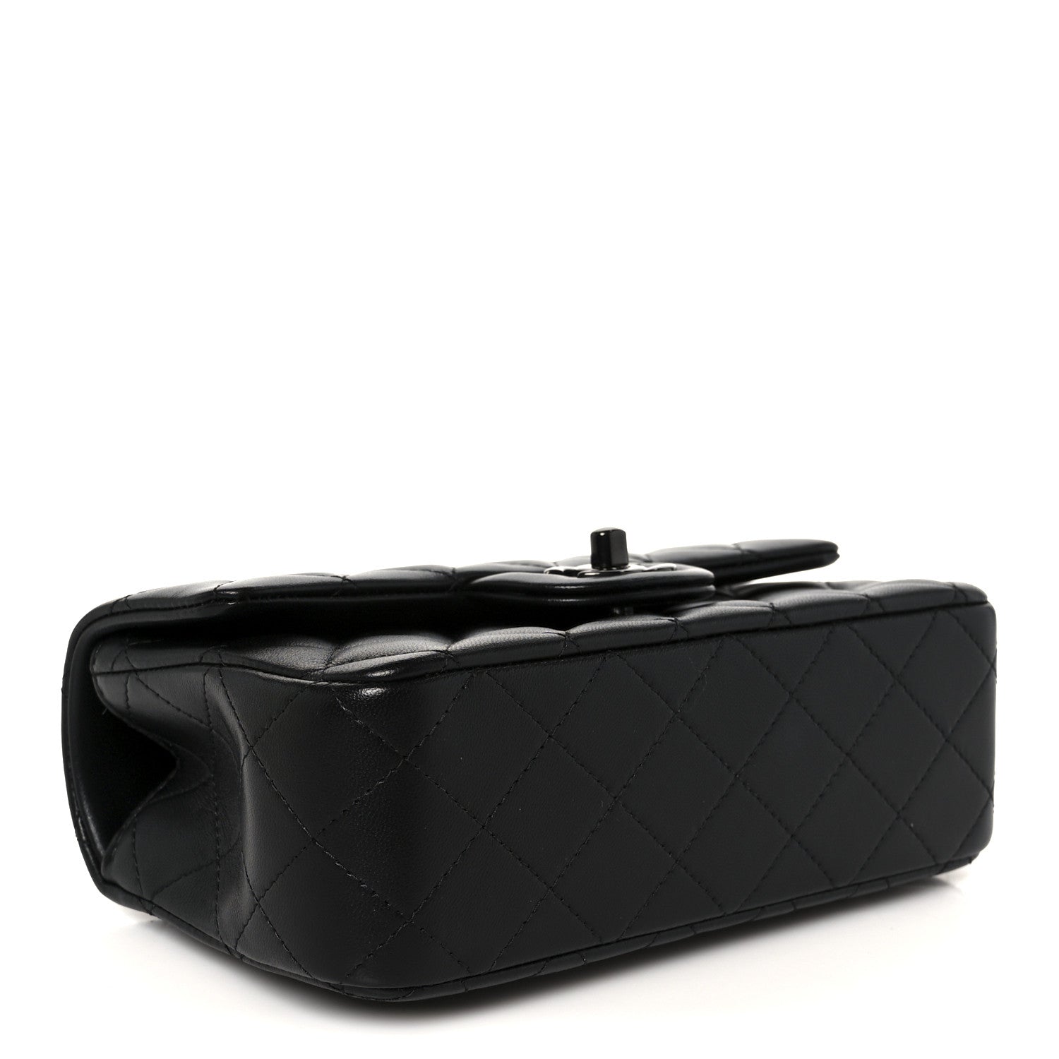 Lambskin Quilted Mini Top Handle Rectangular Flap So Black