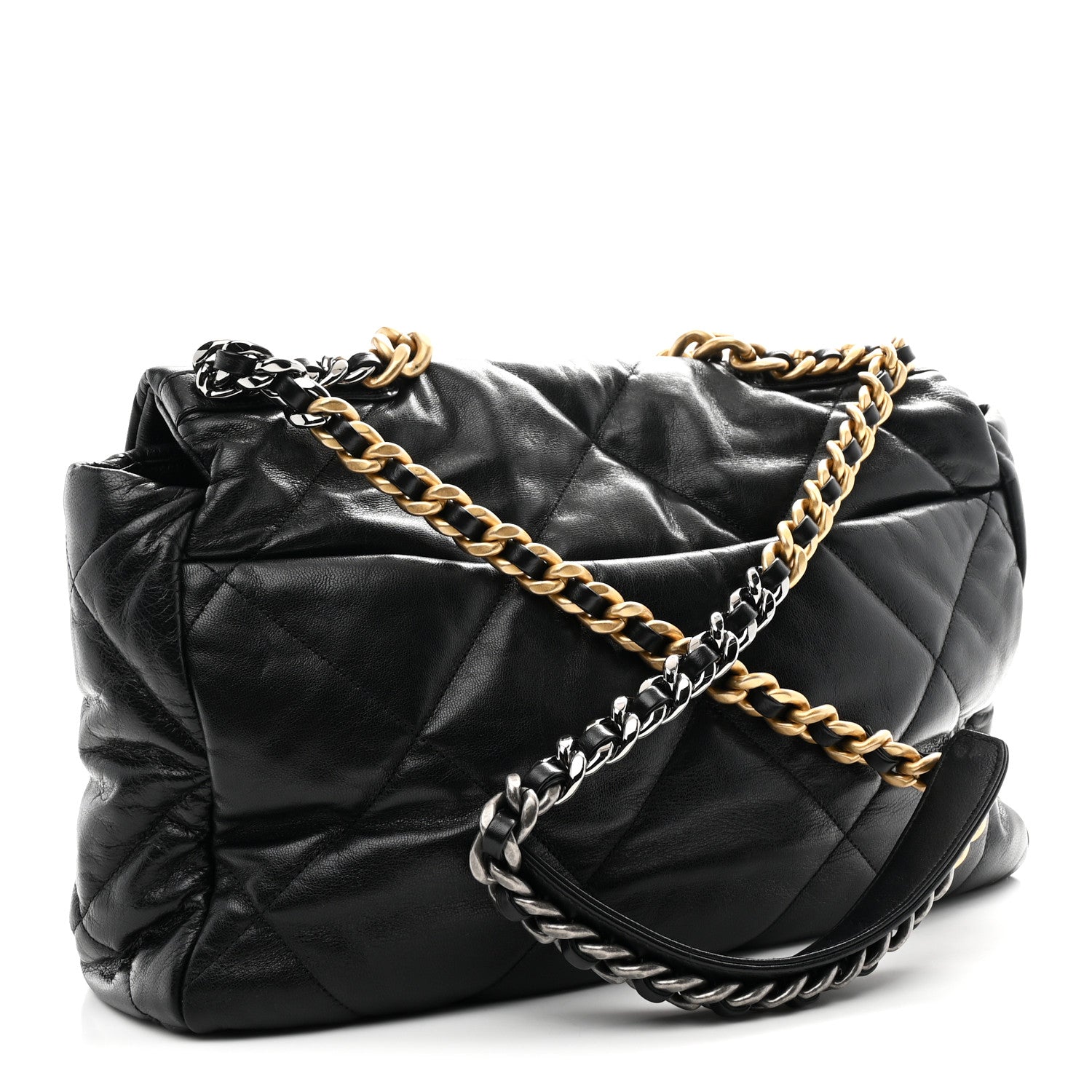 Goatskin Quilted Maxi Chanel 19 Flap Black